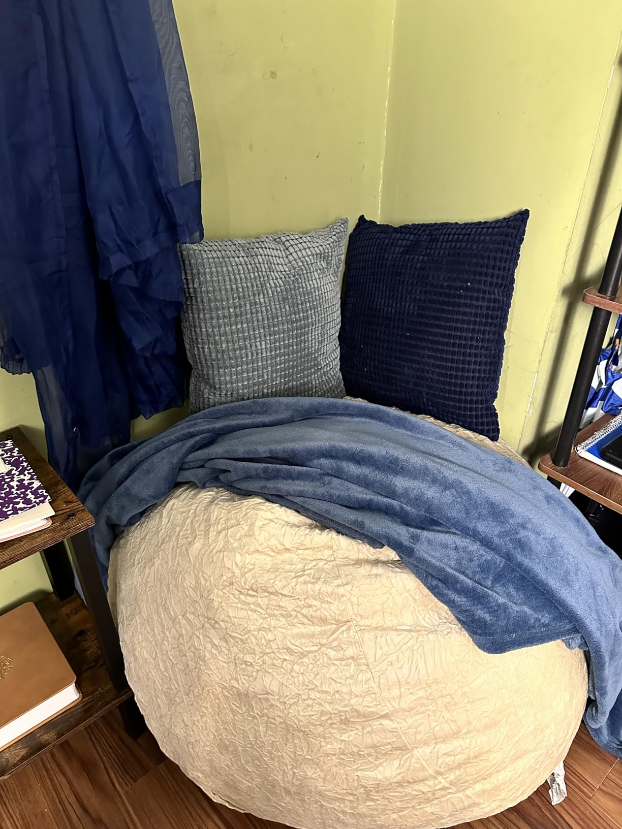 Bean Bag Chair 3Ft Luxurious Velvet Ultra Soft Fur with High Rebound Memory Foam Bean Bag Chairs for Adults Plush Lazy Sofa with Fluffy Sponge 3' (Grey) customer photo 2