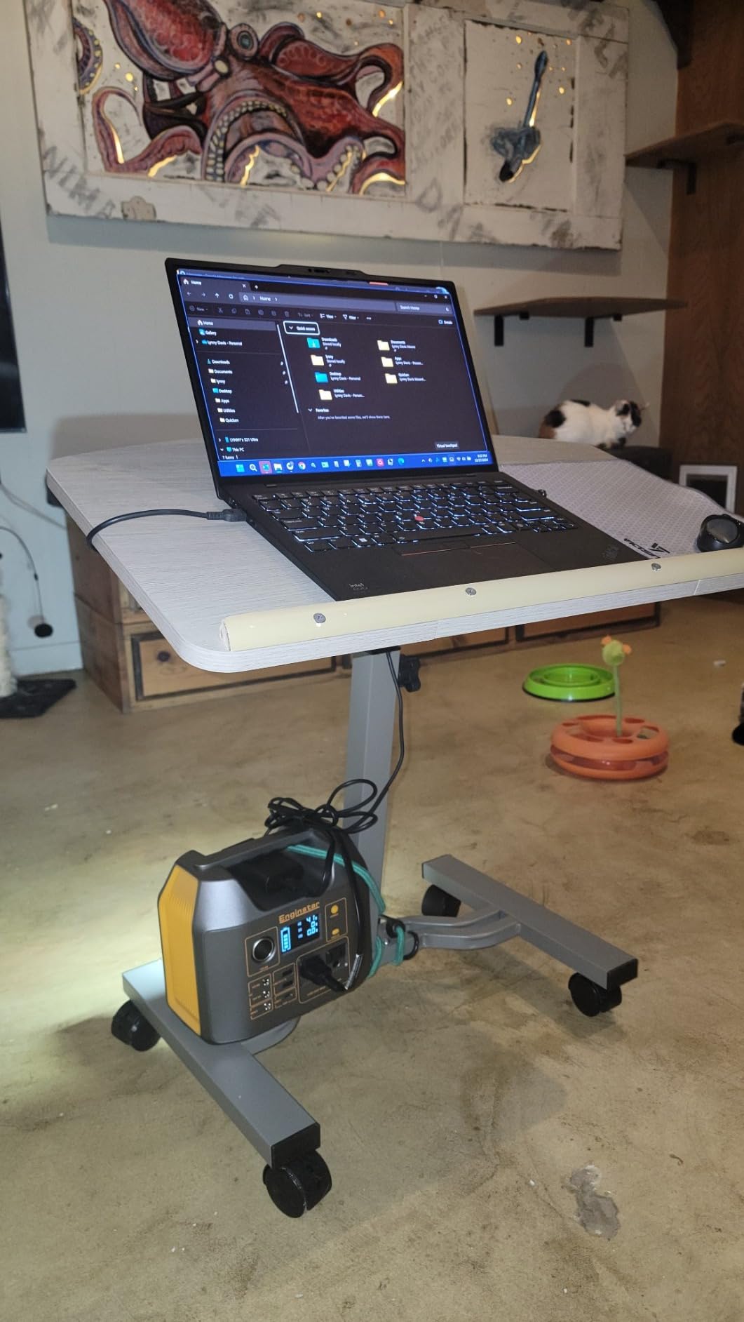 SHW Mobile Height Adjustable Laptop Rolling Cart w/Lockable Wheels, Black - Height Adjustable from 28