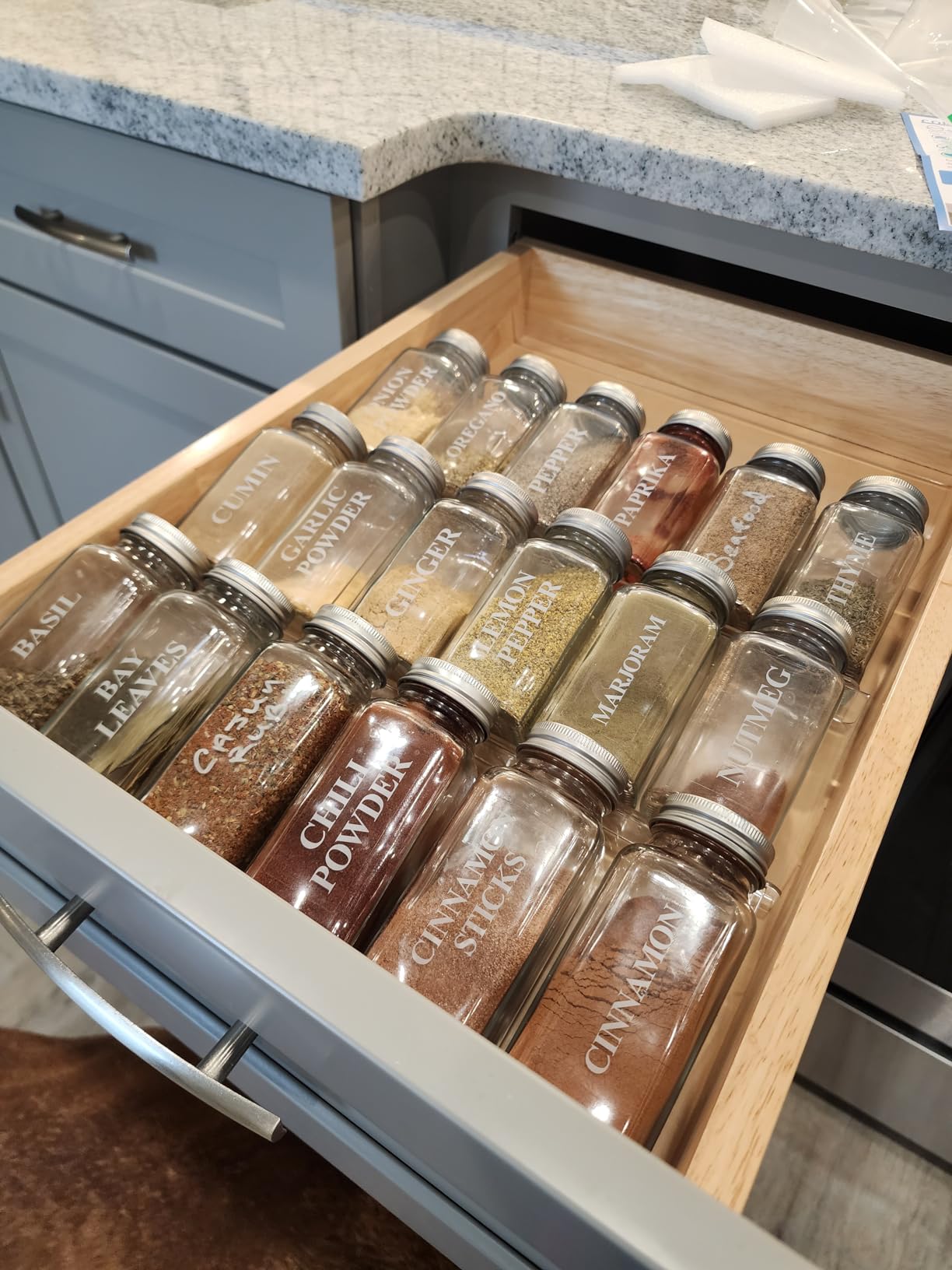 MIUKAA Clear Acrylic Spice Drawer Organizer, 4 Tier- 2 Set Expandable From 13