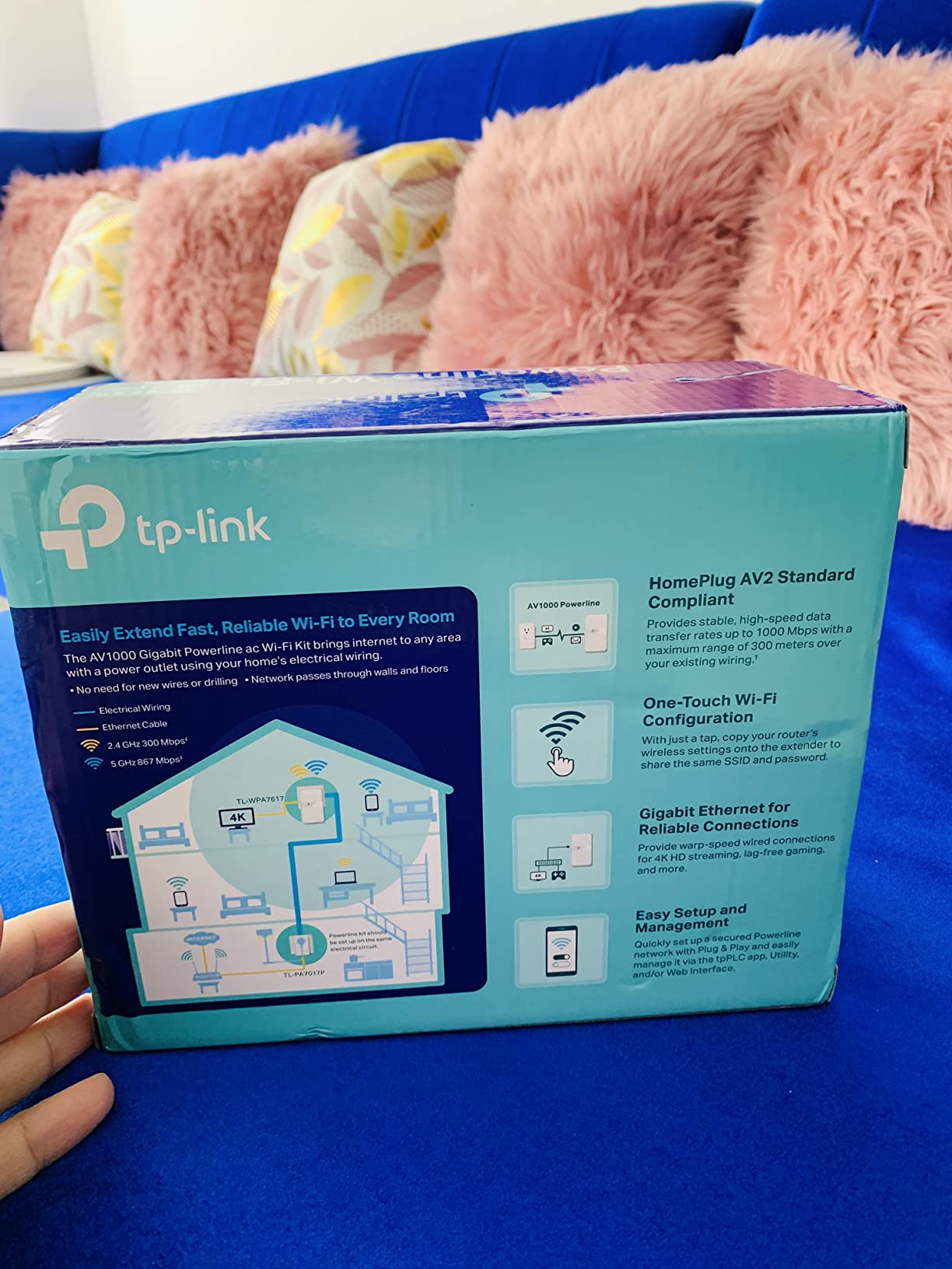 TP-Link AV1000 Powerline Ethernet Adapter WiFi Extender Kit, Passthrough (TL-WPA7617 KIT) customer photo 2