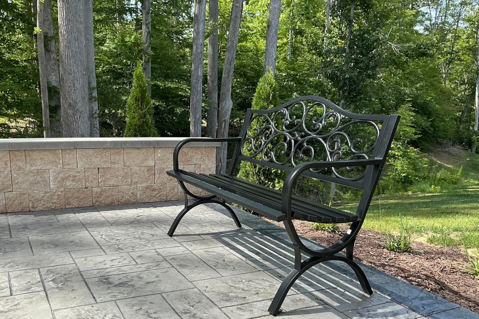 MFSTUDIO 50 Inches Outdoor Garden Bench Cast Iron Metal Frame, Floral Black, E-Coating Anti-Rust Finish, Weatherproof Outdoor Bench for Patio, Porch, Front Door, Park, Up to 550 Lbs for 2-3 People customer photo 1