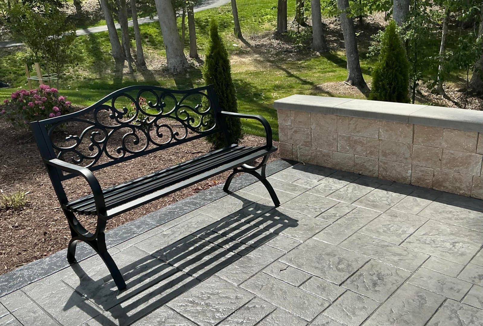 MFSTUDIO 50 Inches Outdoor Garden Bench Cast Iron Metal Frame, Floral Black, E-Coating Anti-Rust Finish, Weatherproof Outdoor Bench for Patio, Porch, Front Door, Park, Up to 550 Lbs for 2-3 People customer photo 2