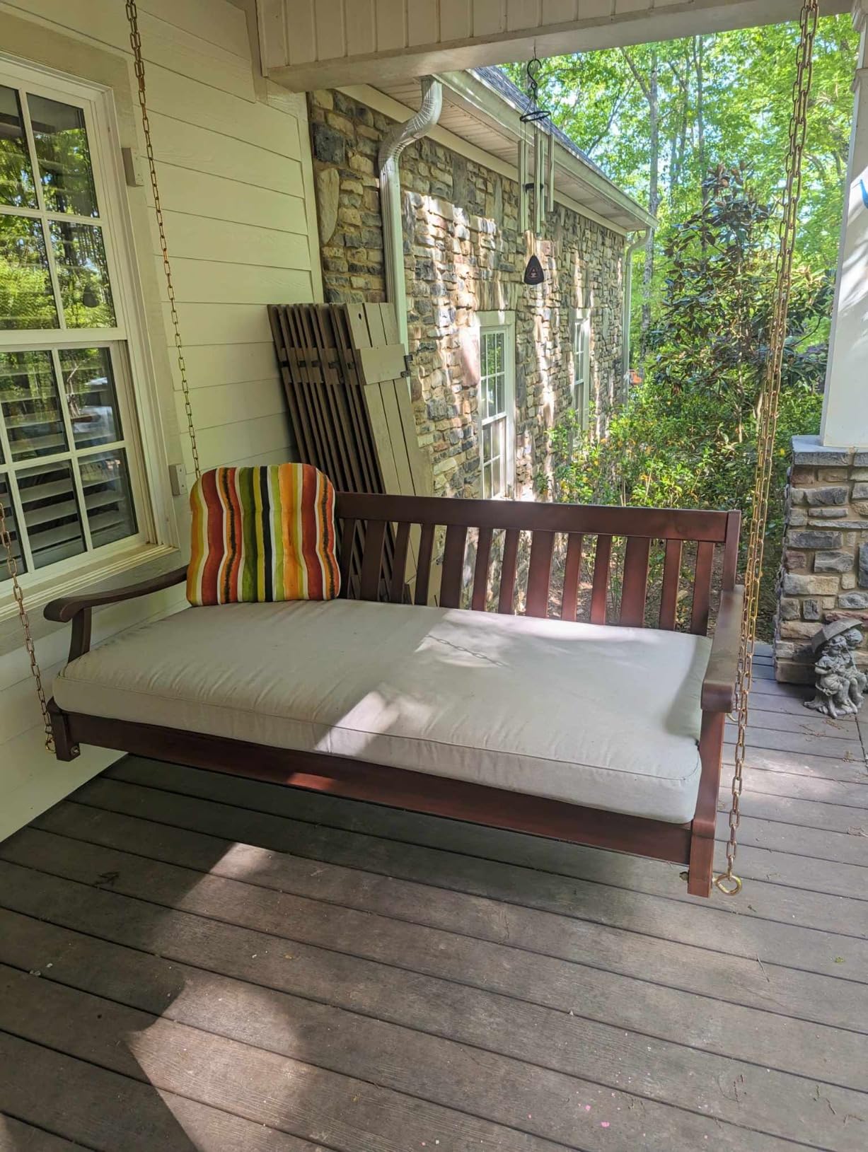 Cambridge Casual Bentley Solid Wood Mahogany Porch Swing, Natural Brown, Durable Weather-Resistant Outdoor Hanging Bench for Porch, Patio, Deck & Garden customer photo 2