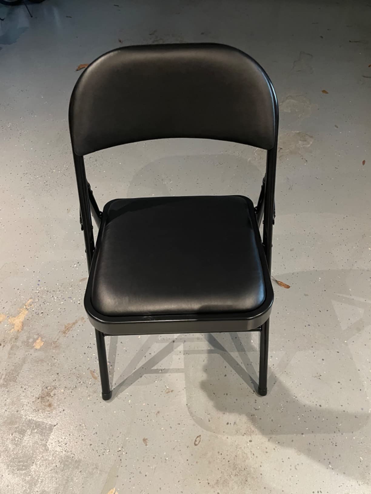 Amazon Basics Comfortable Vinyl-Padded Metal Steel Folding Chairs for Events, Easy to Fold and Store, Black, 4-Pack customer photo 1