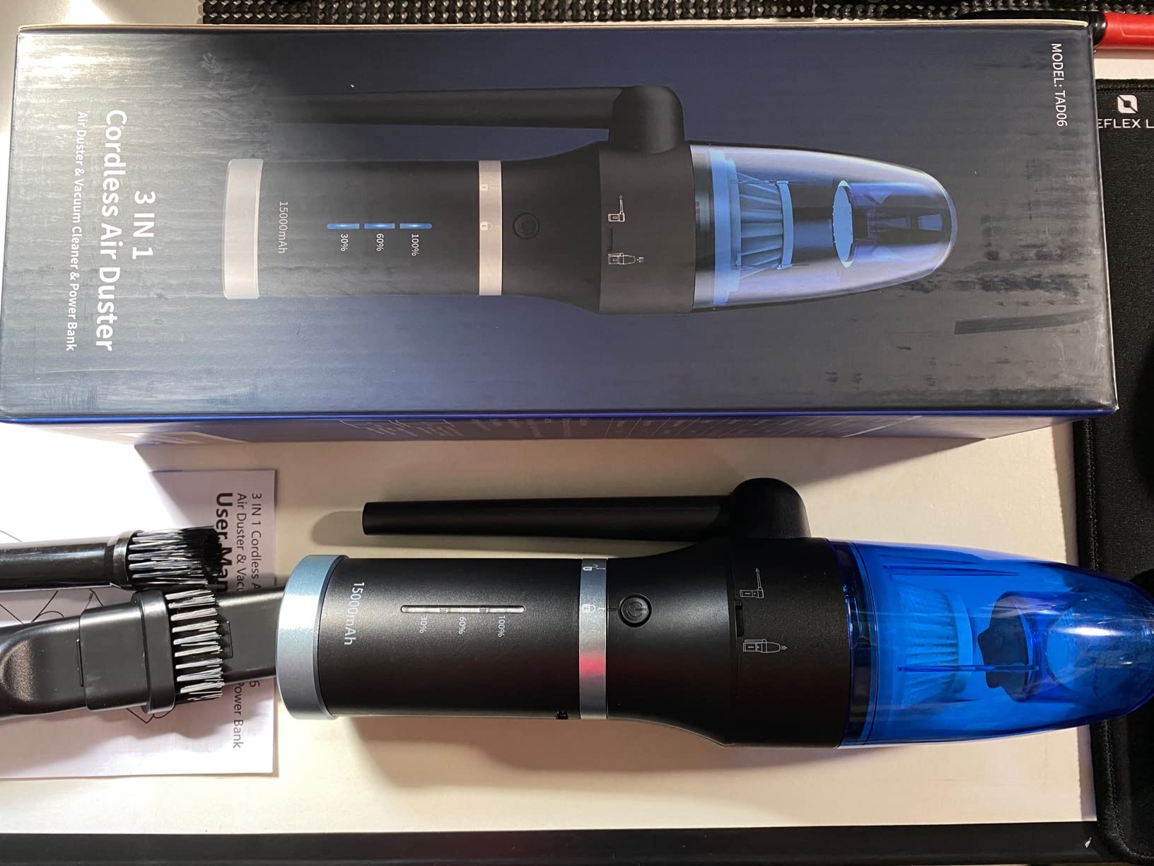 Koonie Compressed Air Duster, Koonie 15000mAh Cordless Air Duster & Vacuum 2 in 1 Powerful 77000RPM/11000PA 2 Speeds Electric Air Duster with Detachable Battery, for Computer/Keyboard, Car, Electronics customer photo 1