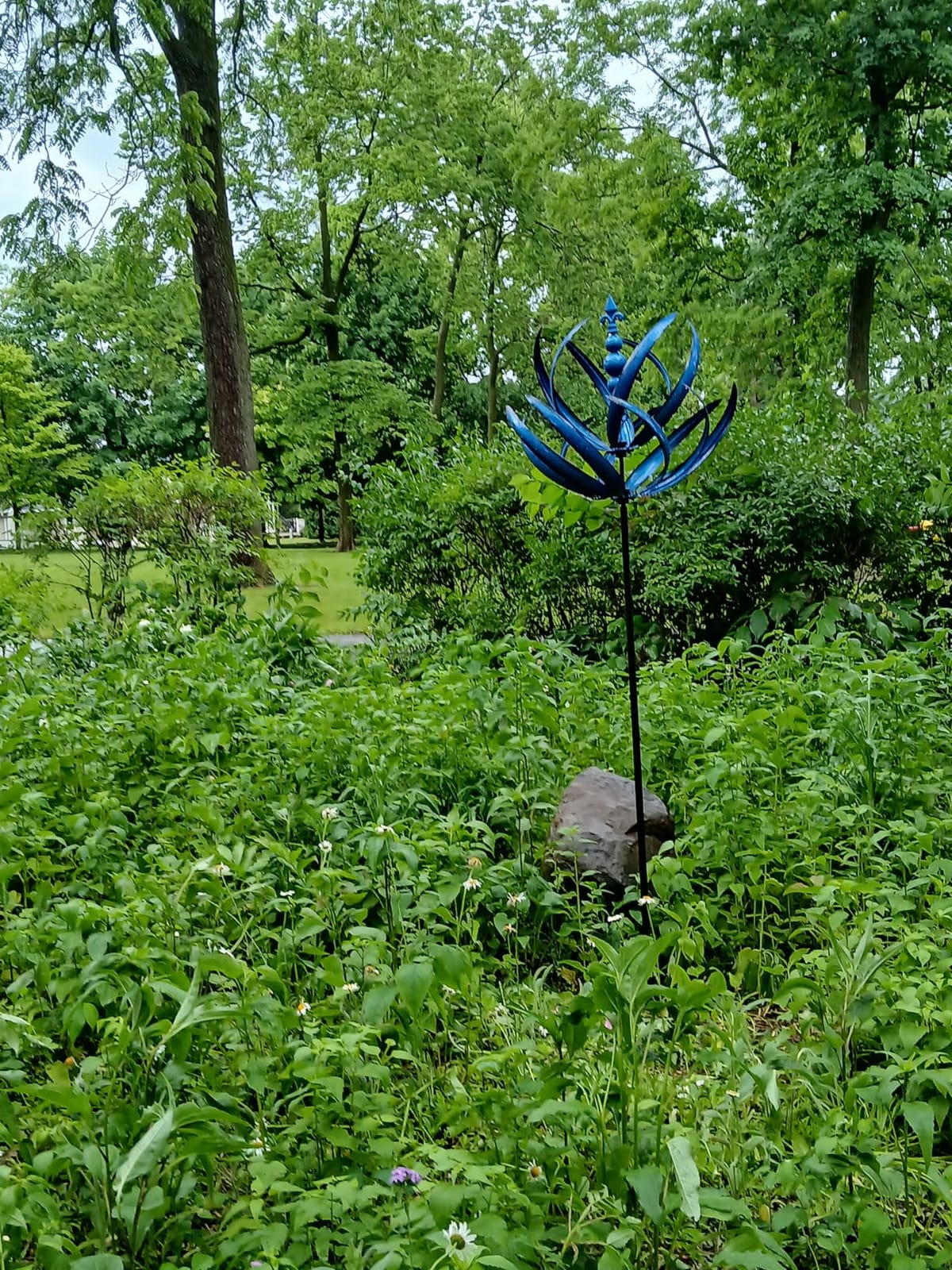 91 inch Wind Spinners Outdoor - Extra Large Outdoor Metal Wind Sculptures Spinners with Stake, Windmills for The Yard Garden, Yard Art Garden Lawn Decor - Blue (27