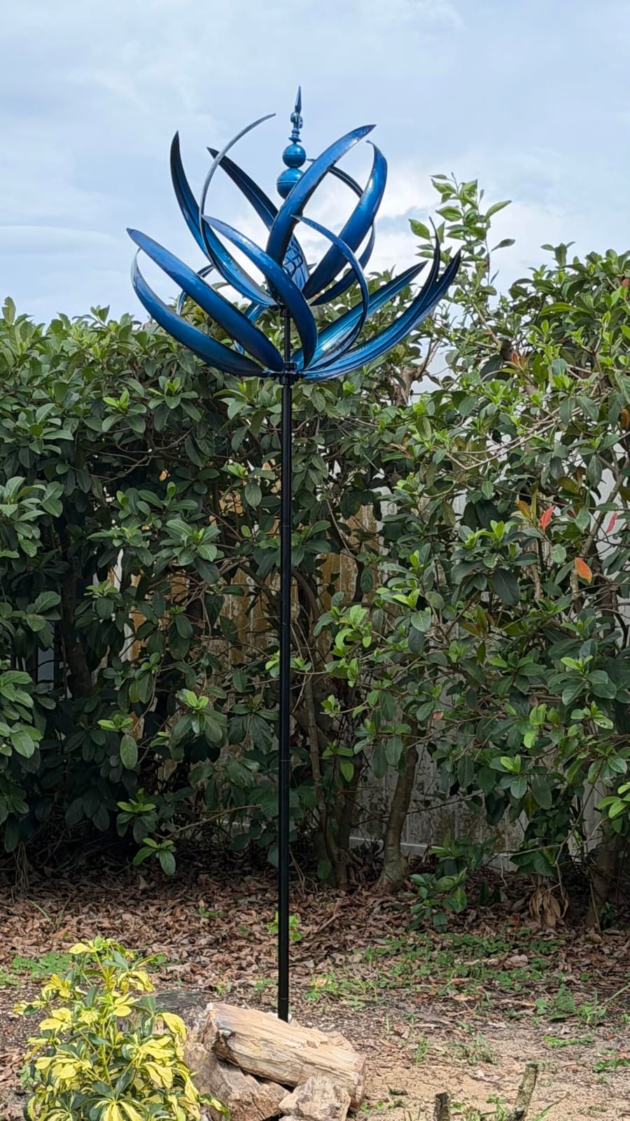 91 inch Wind Spinners Outdoor - Extra Large Outdoor Metal Wind Sculptures Spinners with Stake, Windmills for The Yard Garden, Yard Art Garden Lawn Decor - Blue (27