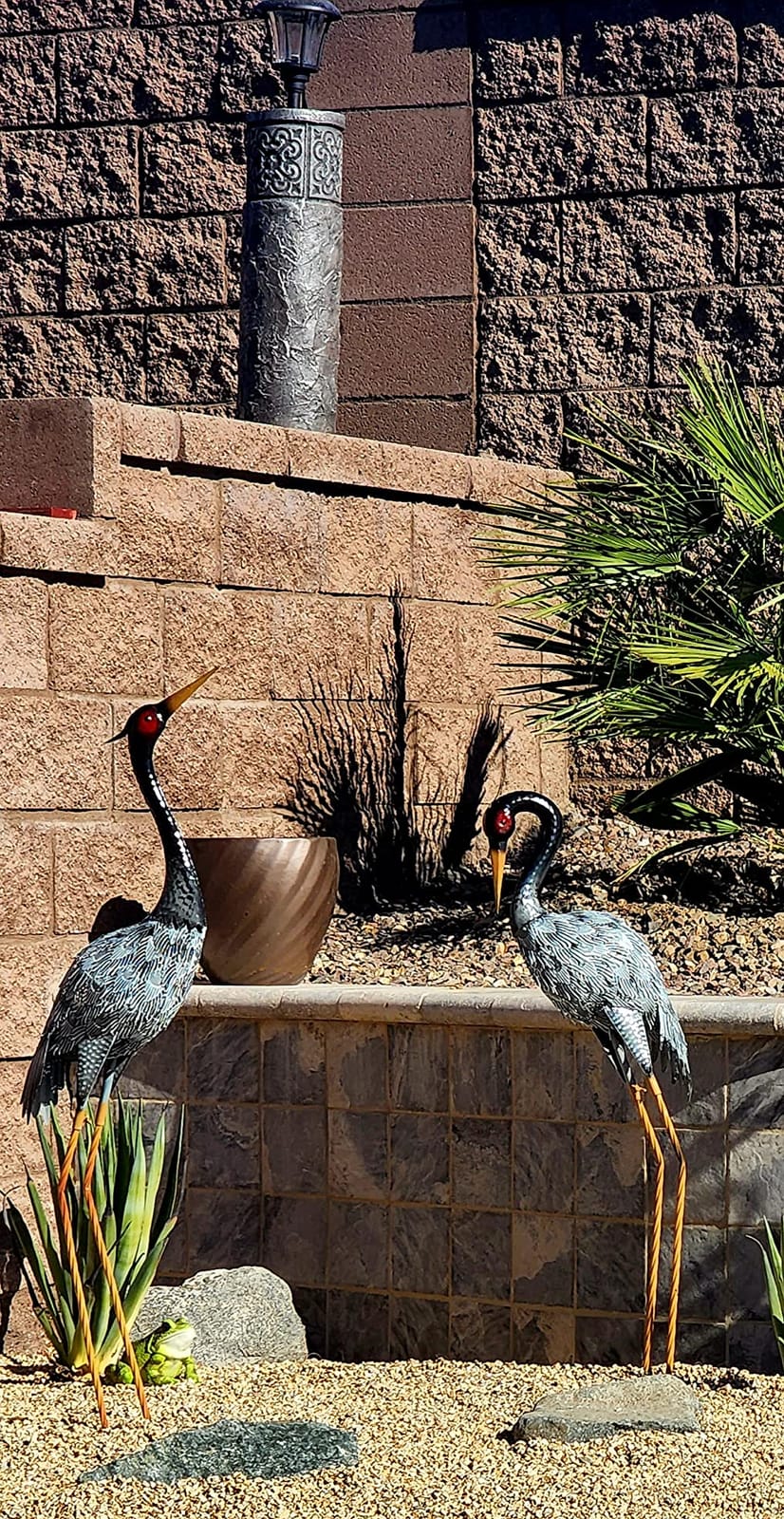 Crane Statues for Garden Decor, Metal Crane Yard Art Statues, 2PCS | Standing Heron Garden Sculptures & Statues for Outdoor Decorations, 38-42 Inch, Copper customer photo 1