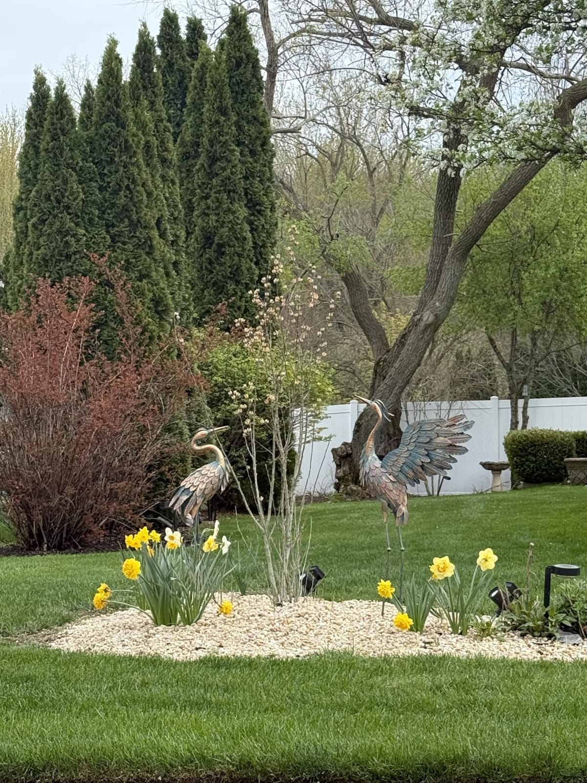 Crane Statues for Garden Decor, Metal Crane Yard Art Statues, 2PCS | Standing Heron Garden Sculptures & Statues for Outdoor Decorations, 38-42 Inch, Copper customer photo 2