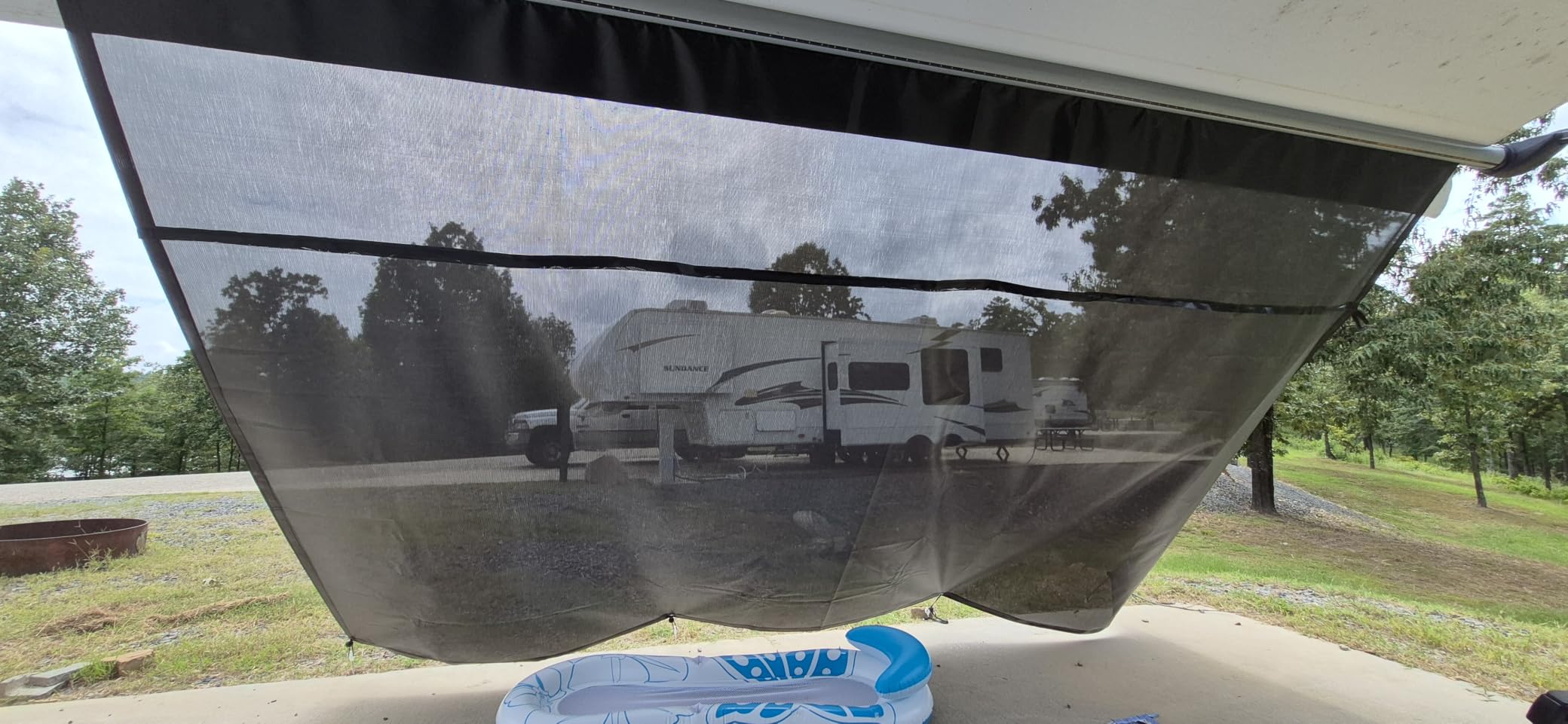RV Awning Shade Screen with Zipper 8'X15'3'' - Second Generation RV Awning Screen Significantly Improves Shade and Privacy. Universal RV Awning Sun Shade Screen with Complete Kits customer photo 1