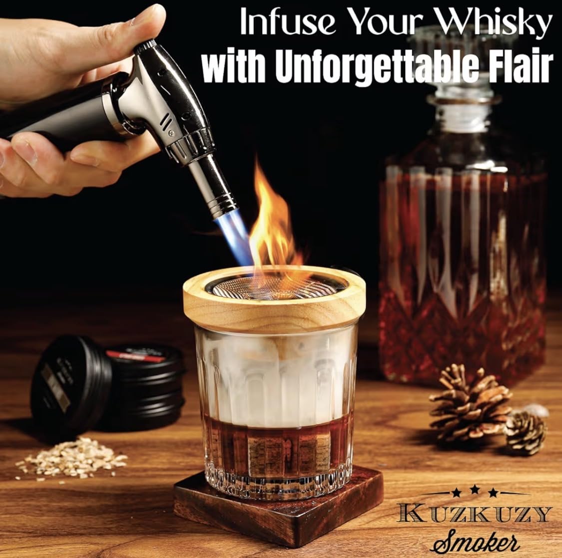 Cocktail Smoker Kit with Torch - 6 Flavors Wood Chips - Bourbon, Whiskey Smoker Infuser Kit, Old Fashioned Drink Smoker Kit, Birthday Bourbon Whiskey Gifts for Men, Dad, Husband (Without Butane) customer photo 1