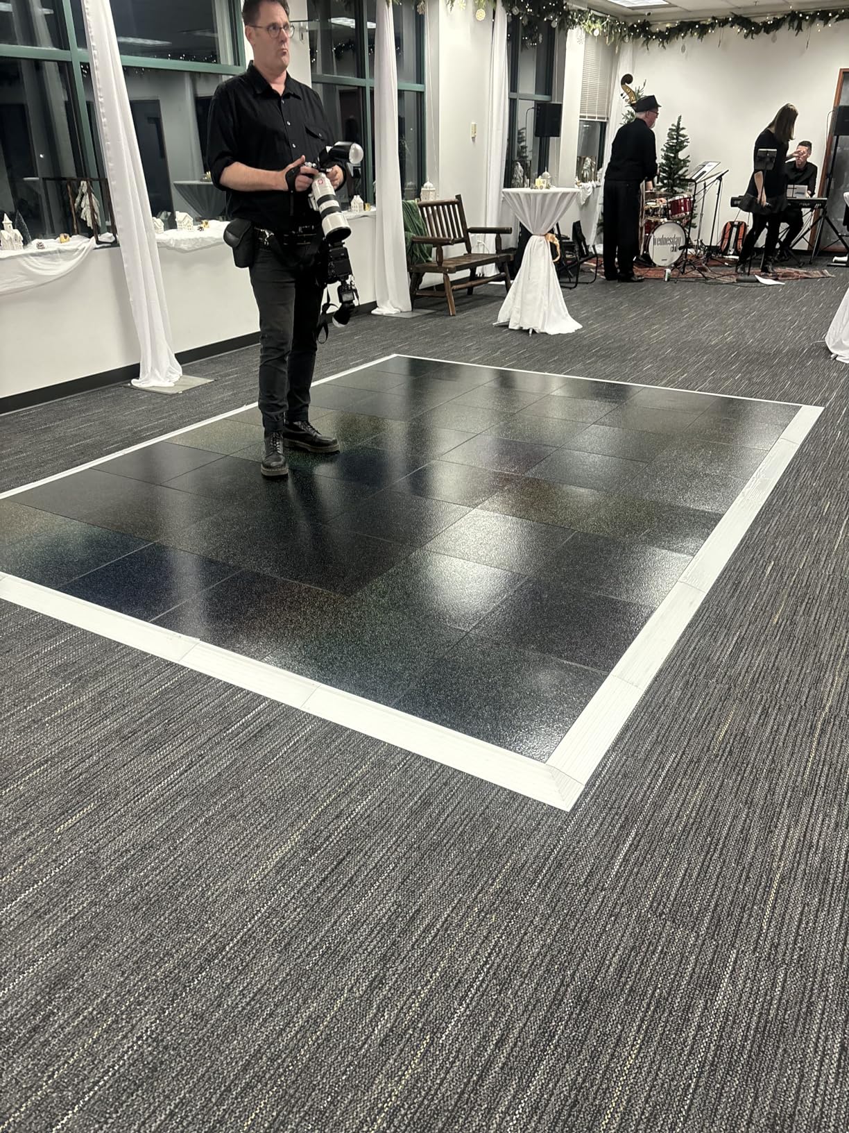 Commercial Dance Floor, Portable Tiles | Heavy-Duty Waterproof Plastic Tiles with Clips & Aluminum Edges, for Indoor Outdoor Parties, Events, Weddings, Receptions customer photo 1