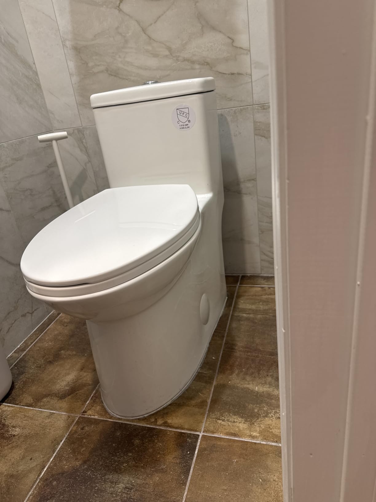 DeerValley Symmetry One Piece Toilet, Dual Flush 1.1/1.6 GPF Elongated Standard Toilet for Bathroom, Toilets with Comfortable Seat Height (Seat Included) (White) customer photo 2