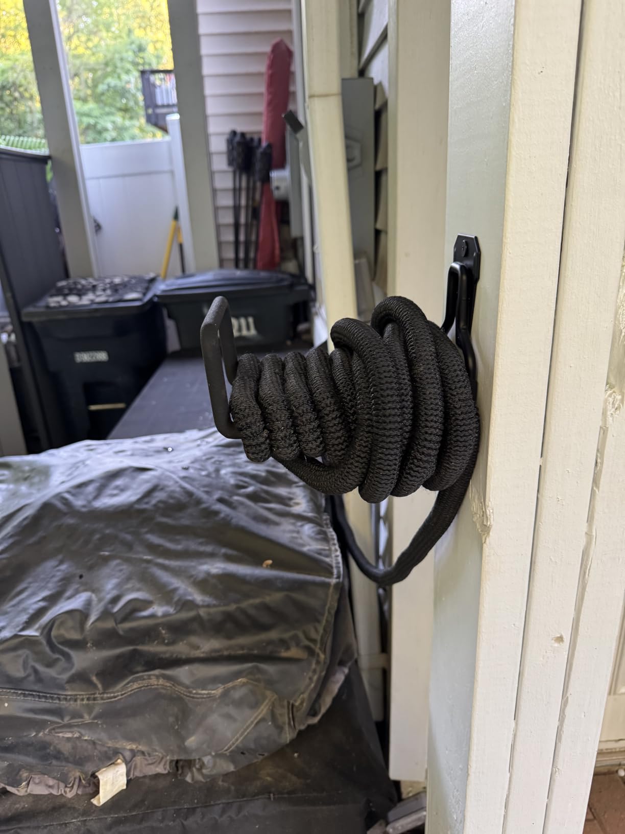 Metal Garden Hose Holder Wall Mounted Water Hose Holder for Outside Yard | Heavy Duty Hose Hanger Sturdy Hose Reel Hose Hooks for Water Hose, Extension Cords customer photo 1