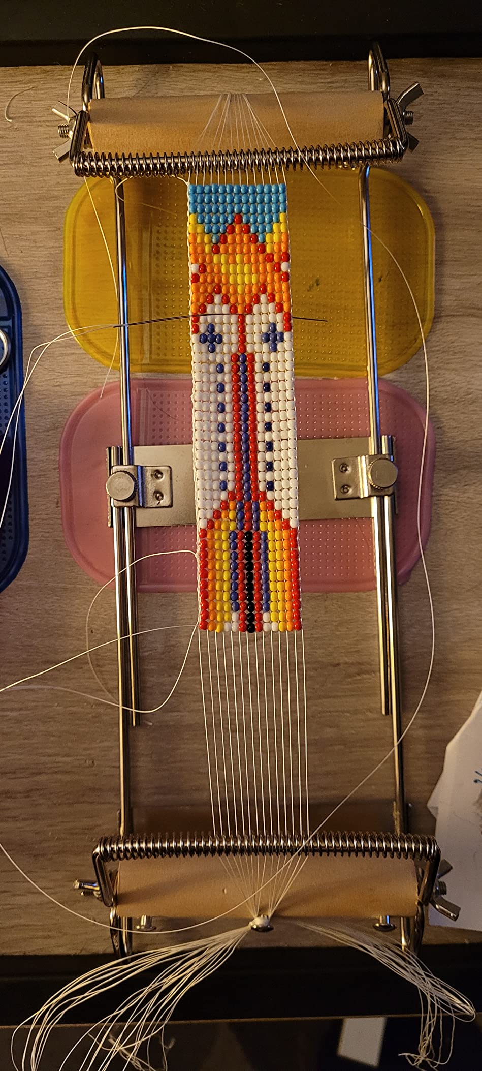hobbyworker The Second Generation Adjustable Bead Loom Kit with Seed Beads,Large Eye Curved Beading Needle, Funnel Tray,Lobster Clasp,Open Ring and Bead Mat for Jewelry Making kit customer photo 1
