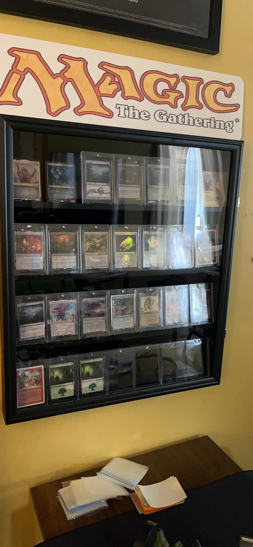 Grintus Graded Card Display Case, 24-Card Trading Card Display Frame,1P | Wall Mount, Vertical Black Wood Sports Card Cabinet, Lockable, Felt Lining, UV Protection Acrylic, Holds 24 Trading Cards customer photo 2