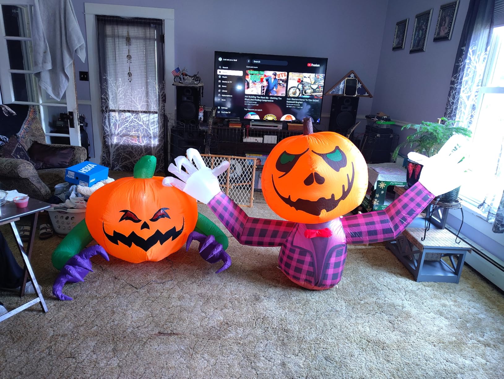 Youngfan 7FT Long Halloween Inflatable Outdoor Decorations Pumpkin Ghost | LED Lighted, Giant Blow Up, For Yard, Porch, Lawn & Garden, Spooky Halloween Inflatables customer photo 1