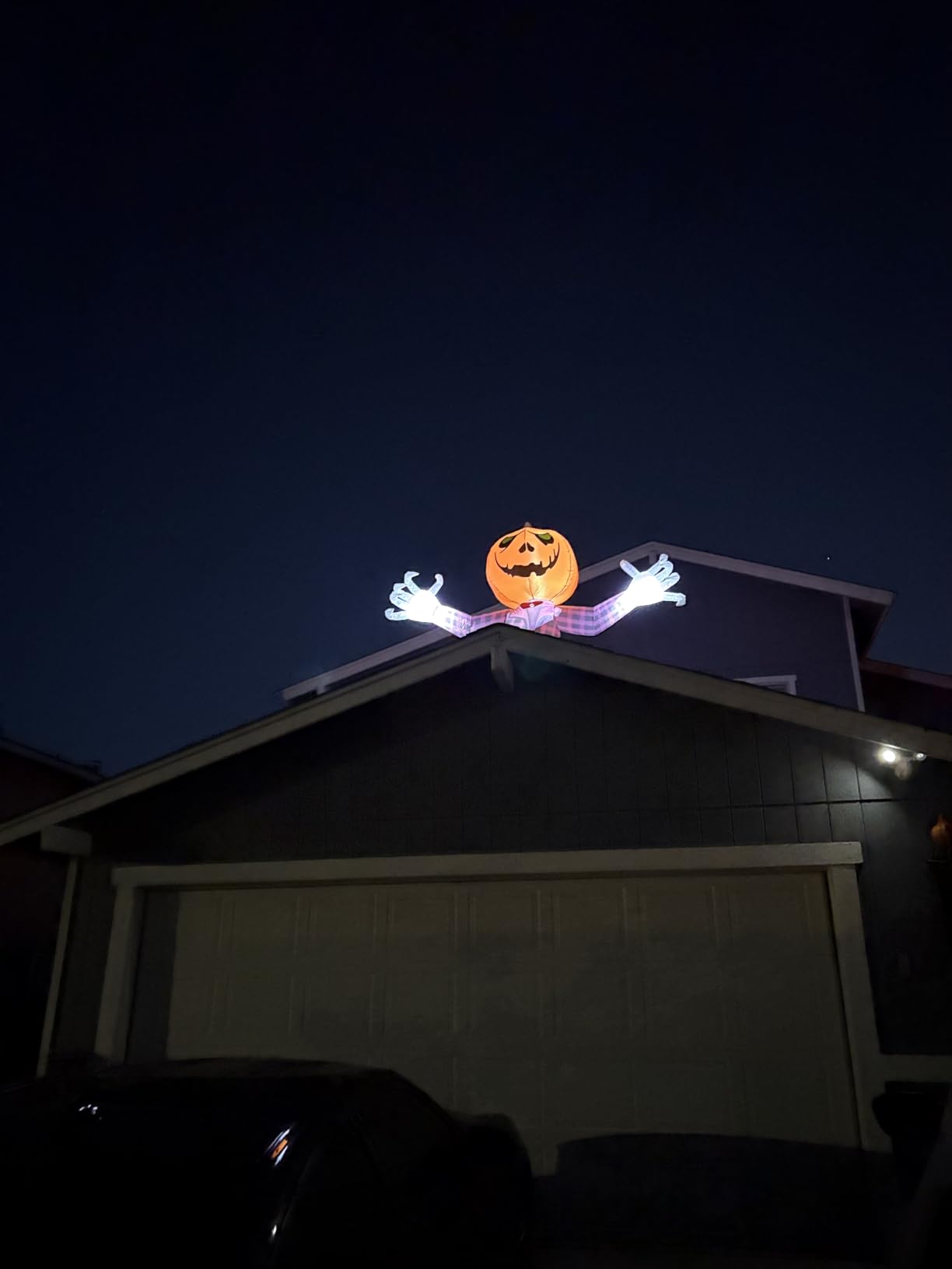 Youngfan 7FT Long Halloween Inflatable Outdoor Decorations Pumpkin Ghost | LED Lighted, Giant Blow Up, For Yard, Porch, Lawn & Garden, Spooky Halloween Inflatables customer photo 2