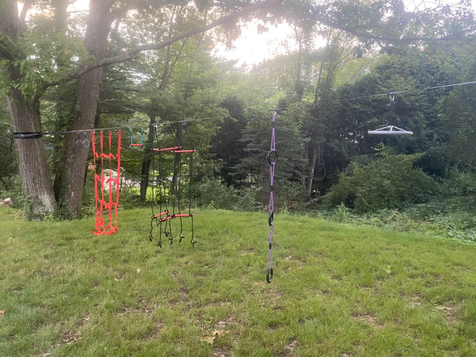Slackers Deluxe Ninjaline Kit 56 ft with 9 Hanging Obstacles - Best Outdoor Ninja Warrior Training Equipment for Kids - Build Your Very Own Backyard Ninja Obstacle Course - Rated Ages 5+ customer photo 2