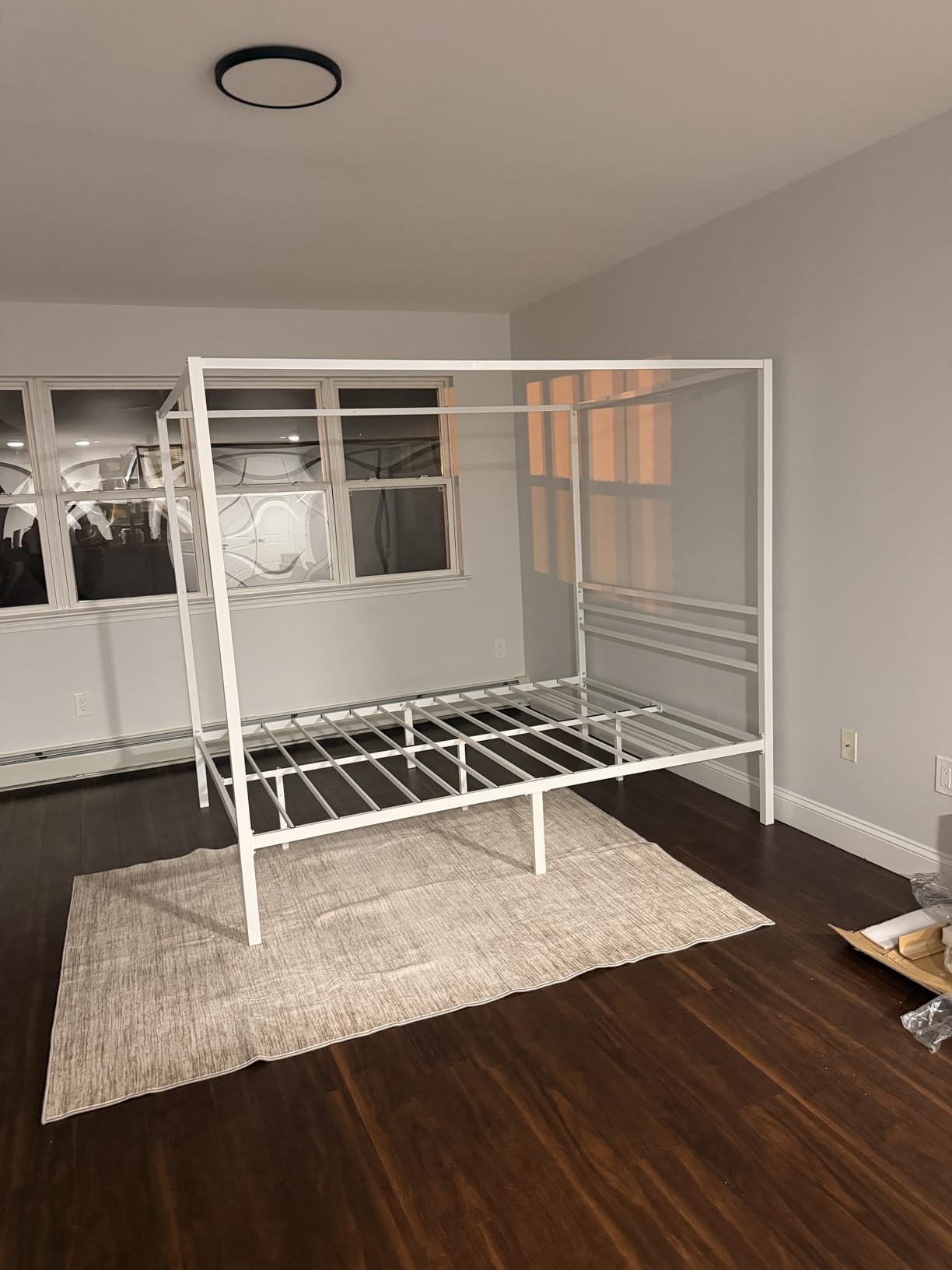 SHA CERLIN Full Size Canopy Bed Frame with Heavy Duty Metal Slats, Black | Modern Minimalist Design Four-Poster, Under-Bed Storage Space, Mattress Foundation, No Box Spring Needed, Easy Assembly customer photo 2