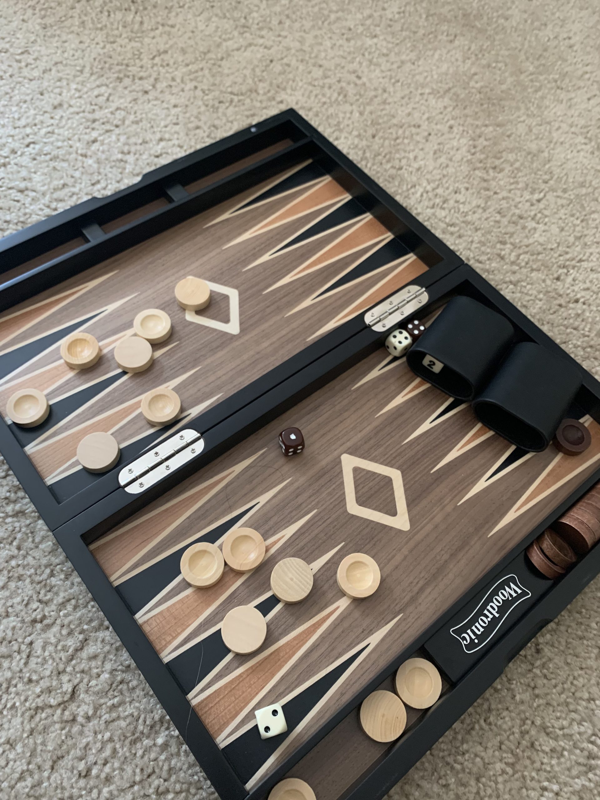 Wood Backgammon Set for Adults - 17 Inch Classic Board Game Case - Premium Folding Backgammon Set with Oversize Wooden Playing Pieces, Dices - Portable Travel Backgammon Game Set for Adults customer photo 2