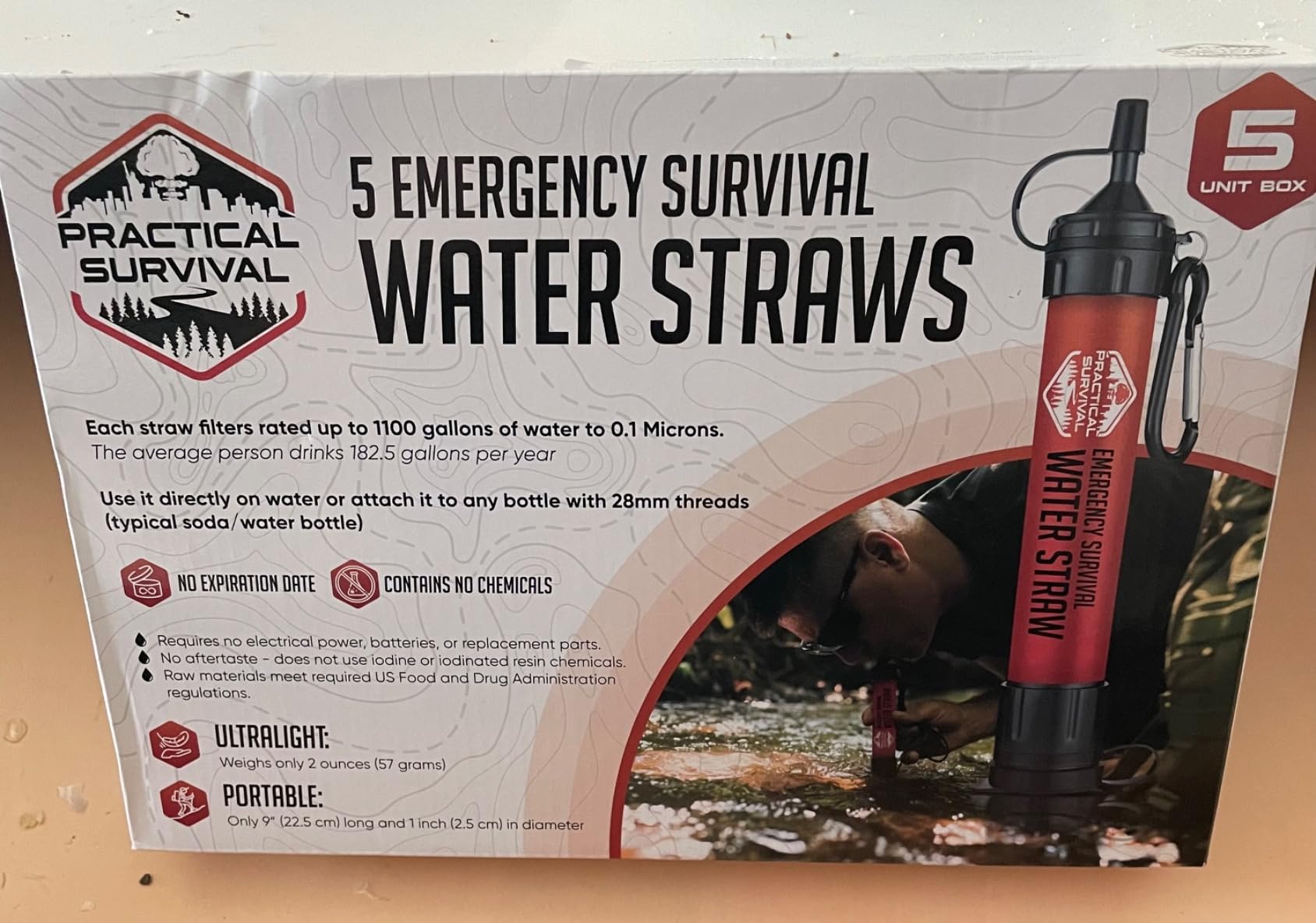 Practical Survival Reusable Emergency Water Filter Straws, 2-Pack | Lightweight, High-Capacity, 1800-Gallon Lifespan, No Expiration Date. For Camping, Hiking, Travel, Biking and Survival customer photo 1