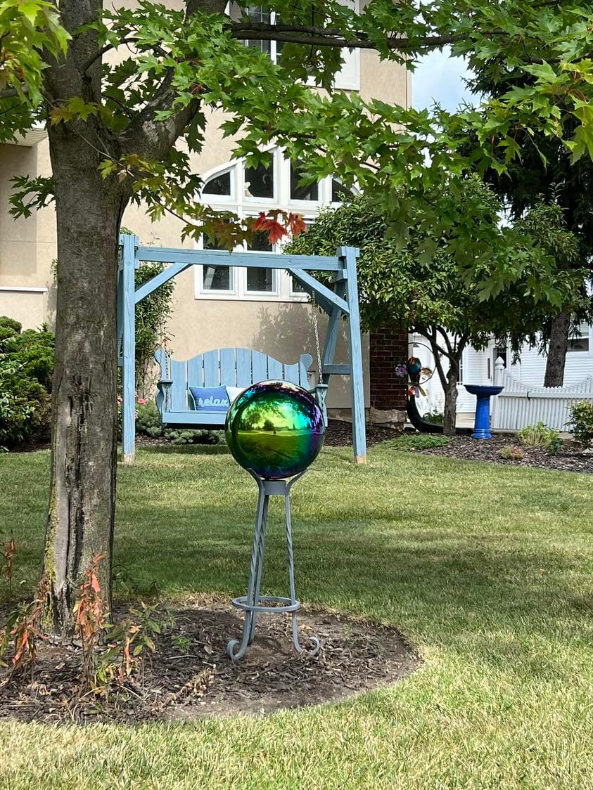 30cm/12 inch Garden Sphere Mirror Gazing Ball,Rainbow Stainless Steel Polished Reflective Smooth Hollow Globe Ball,Durable Colorful and Shiny Decorations Addition to Garden Patio Yard Home customer photo 1