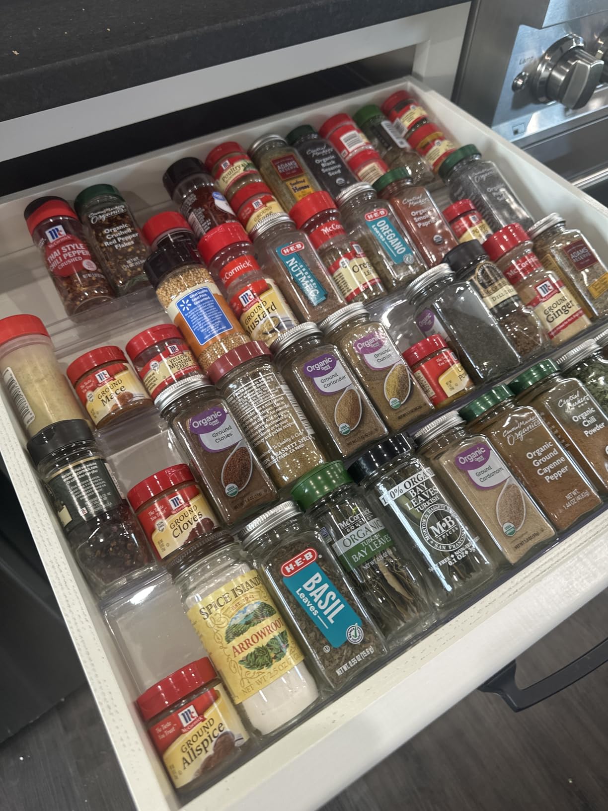 Antimbee 4-Pack Spice Drawer Organizer, 4-Tier Clear Spice Rack for Drawer | Expands 13-26 inches, Holds up 28 Spice Jars (Jars not Include), Seasoning Organizer for Drawer, Cabinet & Kitchen Countertop customer photo 2