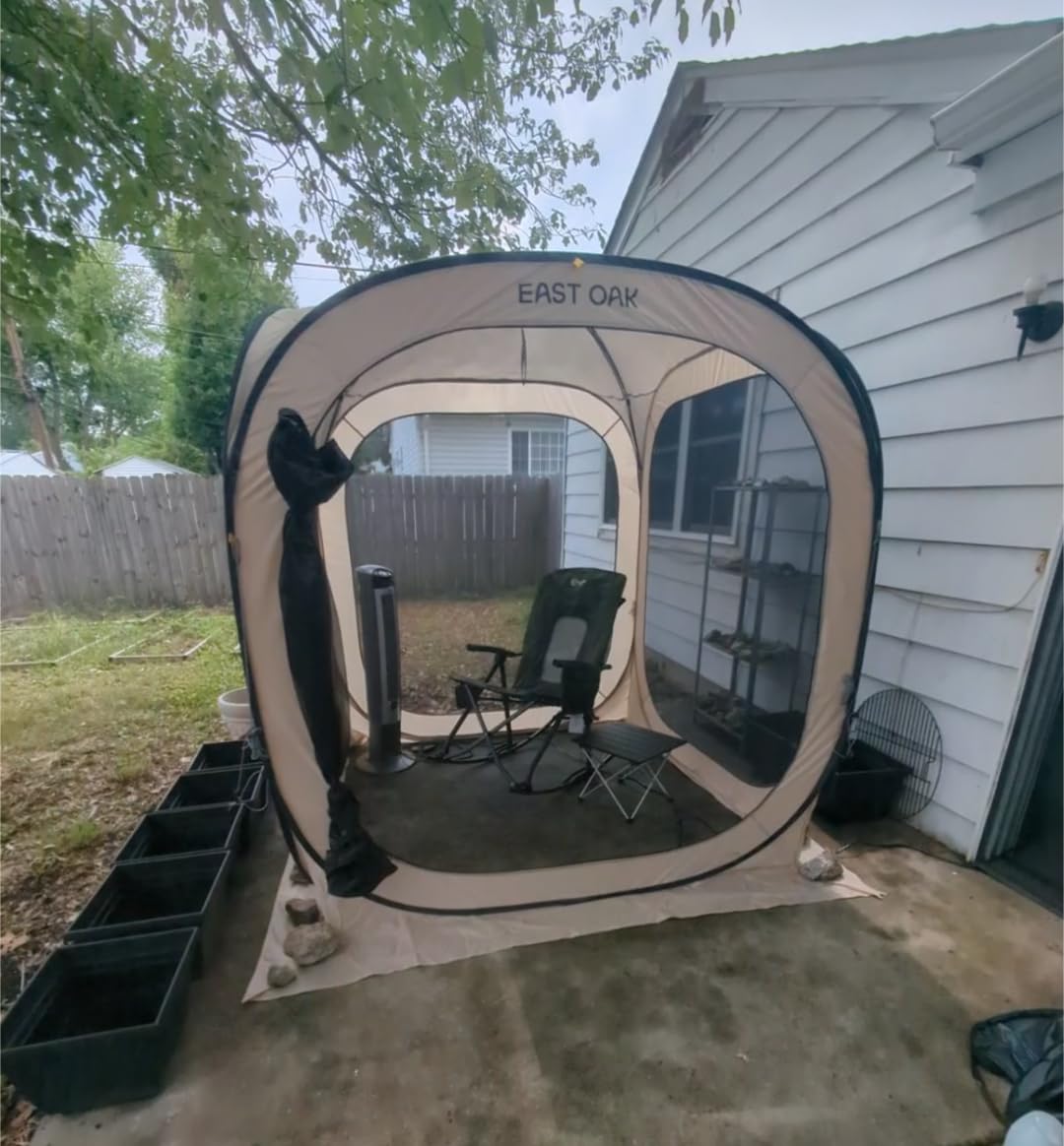 East Oak Screen House Tent Pop-Up, Portable Screen Room Canopy Instant Screen Tent 12 x 12 FT with Carry Bag for Patio, Backyard, Deck & Outdoor Activities, Beige customer photo 1