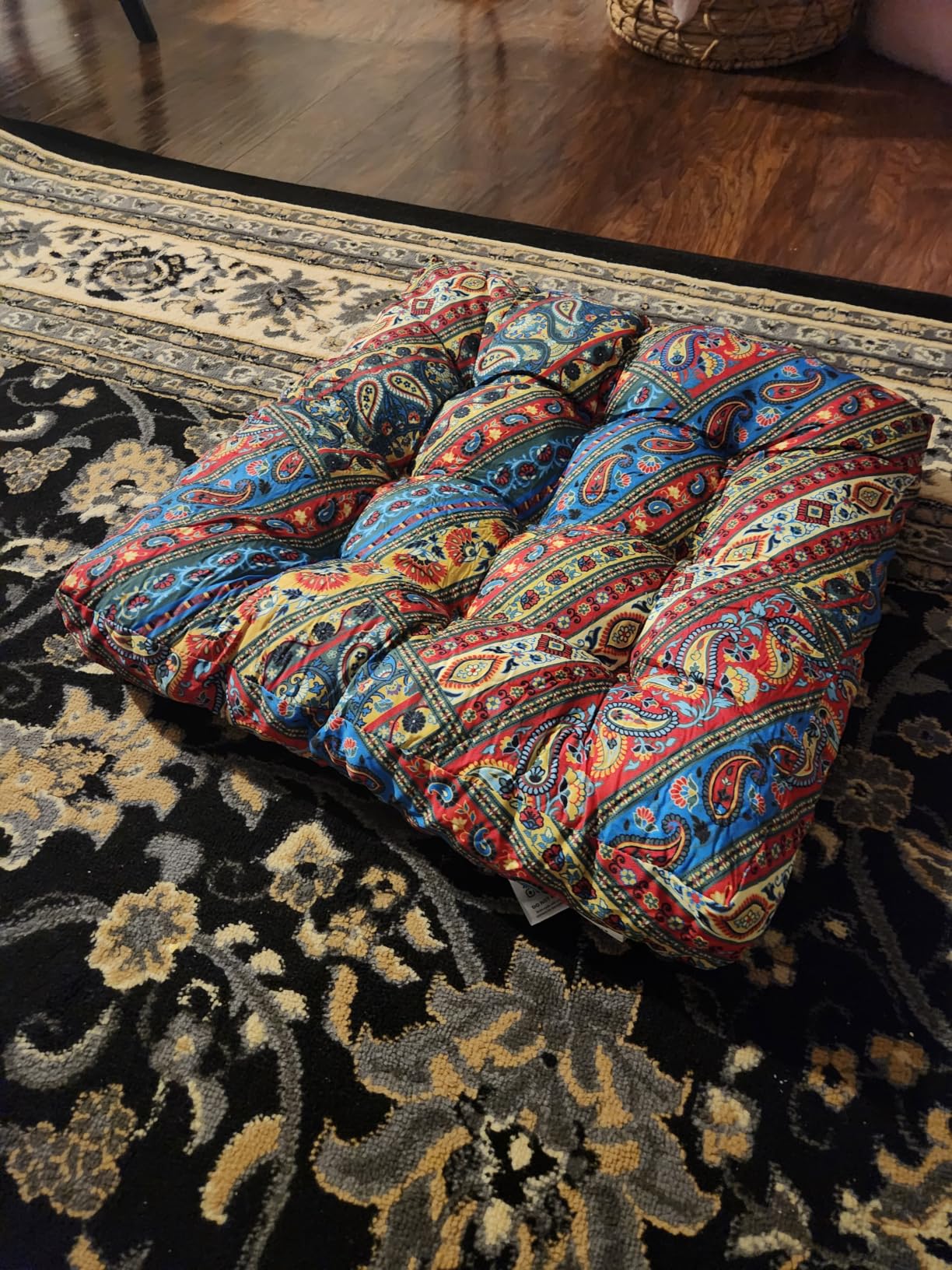 Codi Meditation Floor Pillow Set of 2, Large Pillows Seating for Adults and Teens, Bohemian Cushion for Fireplace Yoga Living Room Sitting, Memory Foam Added, 22x22 Inch Indigo Elephant customer photo 1