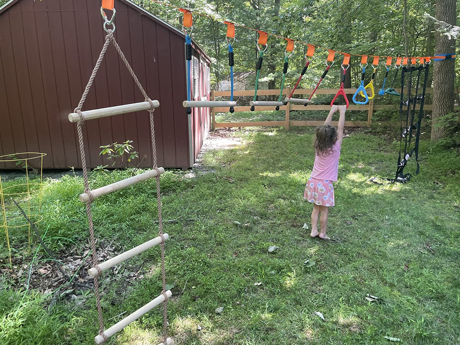 Hyponix Ninja Warrior Obstacle Course for Kids, 2 x 60 ft, 13 Obstacles | Ninja Slackline for Kids, Supports 880lbs - Monkey Net, Ratchet-Tight Tech, Climbing, Swinging & Balance Training, Ages 3+ customer photo 1