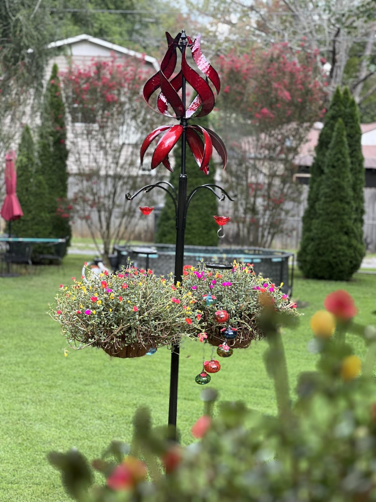 Yard Garden Wind Spinners - Large Outdoor Metal Wind Spinners with Stake, Yard Art Lawn Garden Decor (19