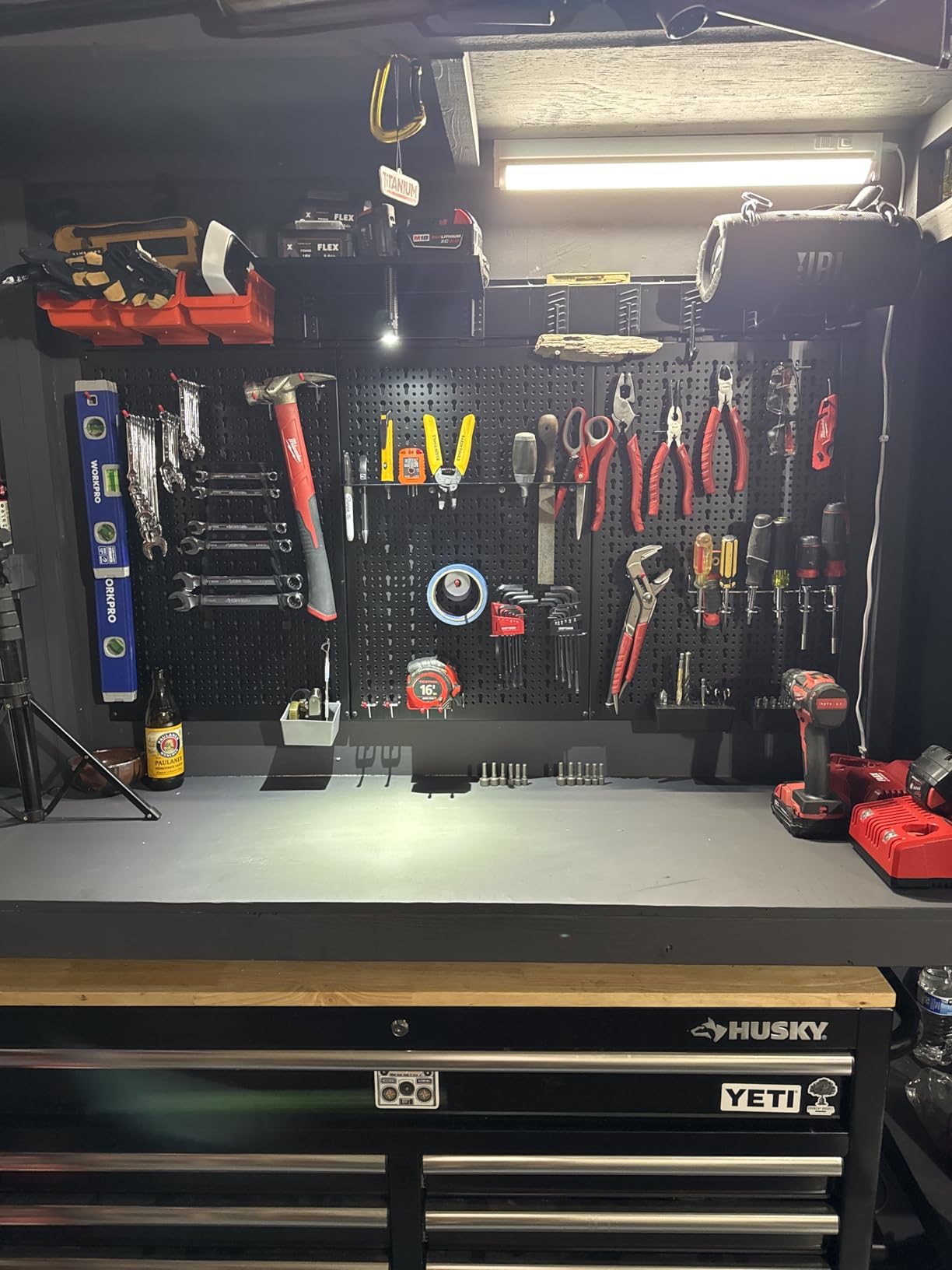 TORACK Metal Pegboard Wall Organizer System 24x48 in, 109 PCS Pegboard Kit | with Accessories, Tool Organizer Peg Board Kit with Bins, Hooks, Tool Storage Boards for Workbench, Black customer photo 2