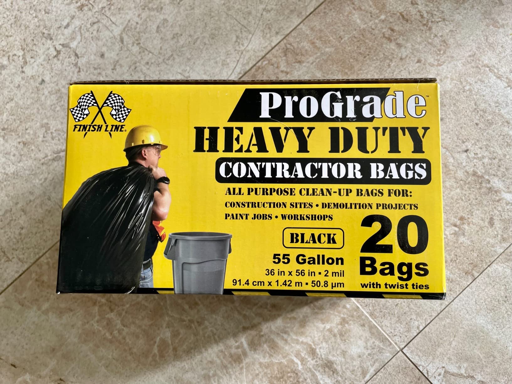 Reli. Contractor Garbage Bags 55 Gallon | Heavy Duty | 40 Trash Bags, Twist Ties, Black Contractor Trash Bags (36