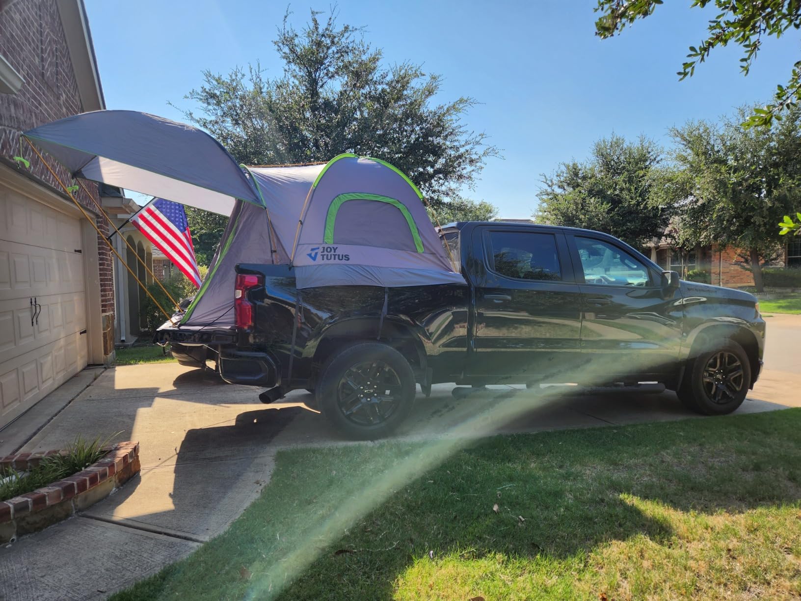 JOYTUTUS Pickup Truck Tent 5.5ft Bed Tent with Removable Awning, Waterproof PU2000mm Double Layer for 2 Person, Portable Truck Bed Tent - Green, Aluminum Pole customer photo 1