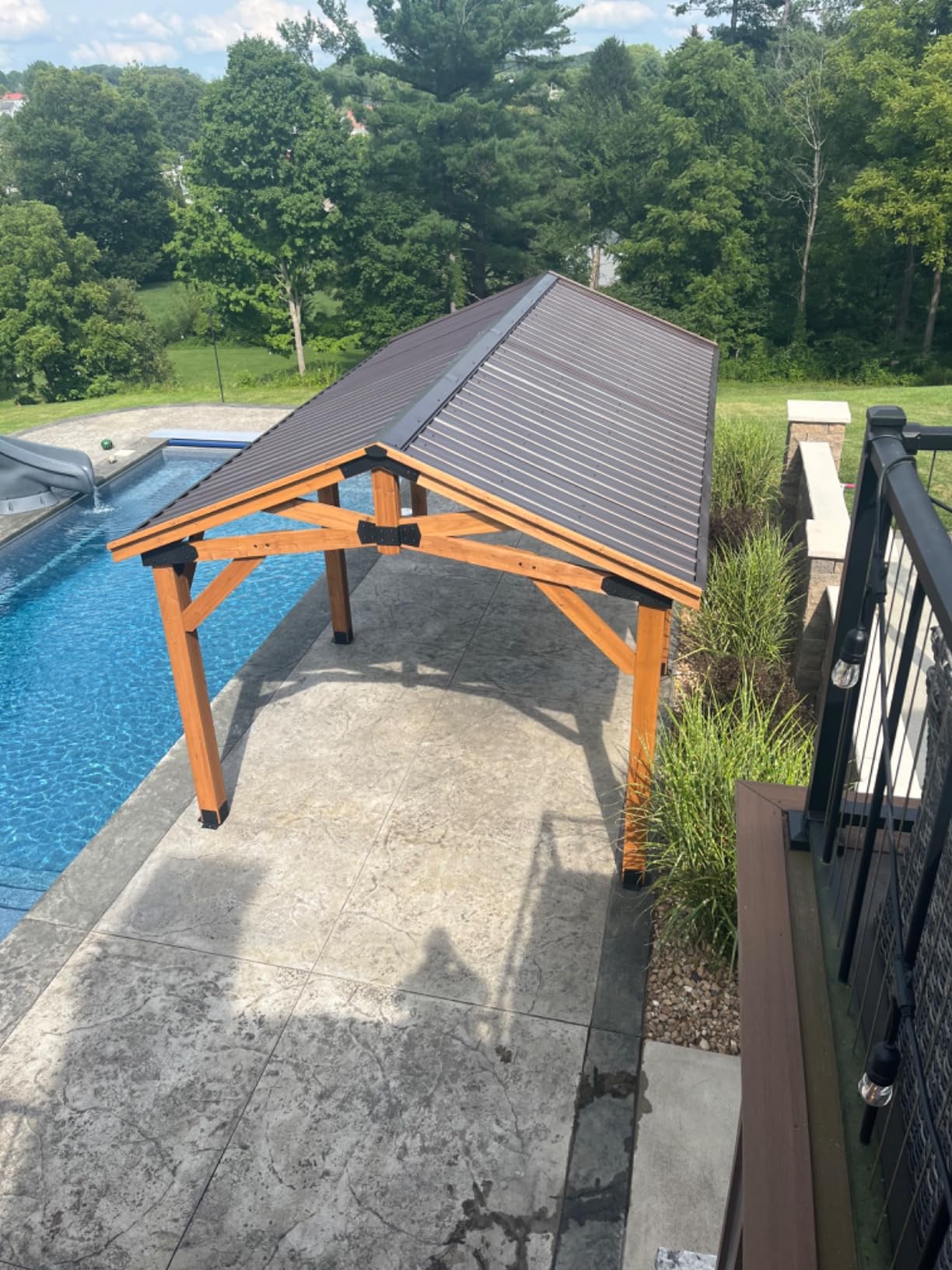 Backyard Discovery Norwood 12 ft. x 10 ft. Cedar Wood Gazebo Pavilion, Thermal Insulated Hard Top Steel Roof, Durable, Supports Snow Loads and Wind Speed, Rot Resistant, Backyard, Deck, Garden, Patio customer photo 1