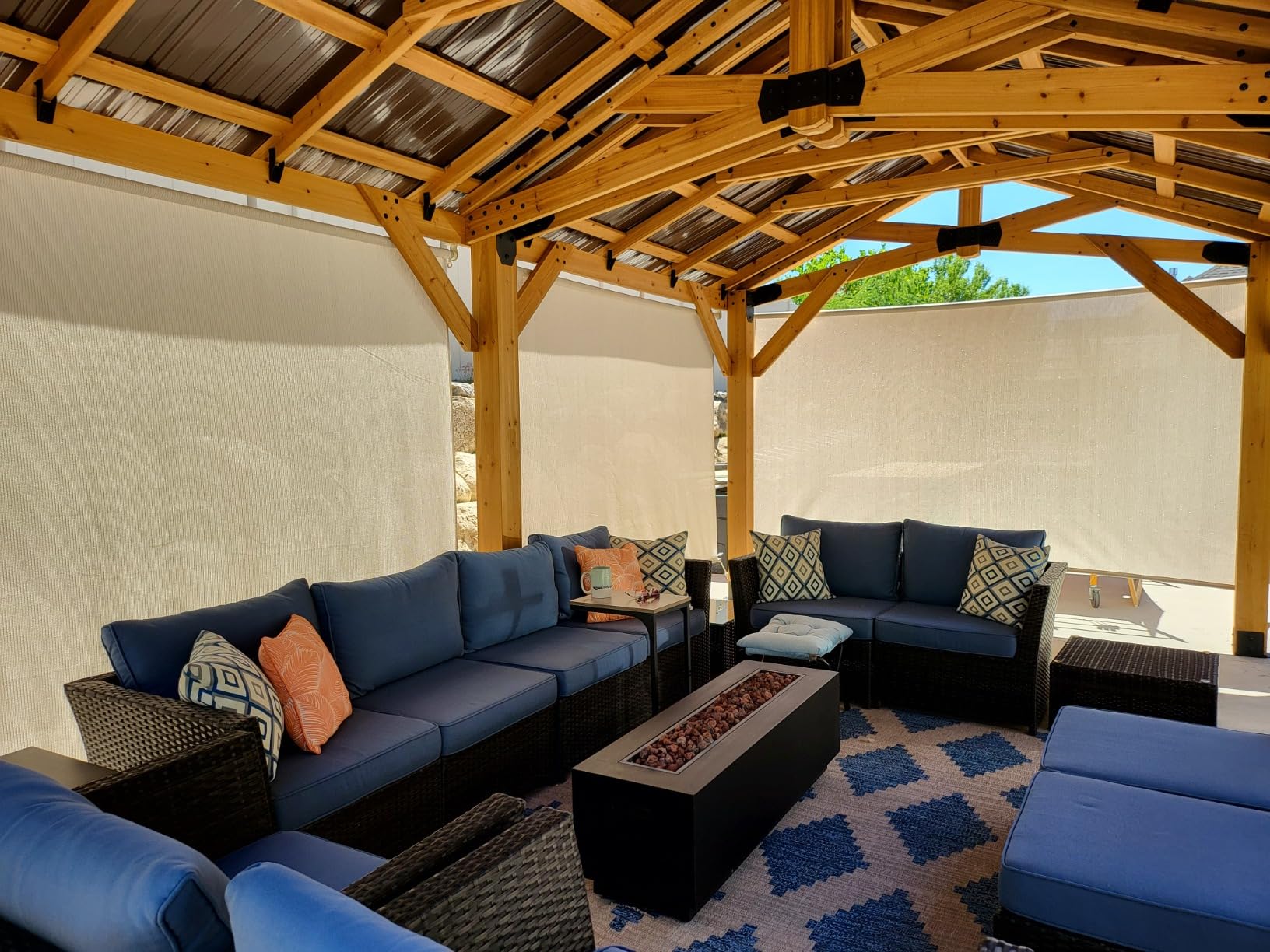 Backyard Discovery Norwood 12 ft. x 10 ft. Cedar Wood Gazebo Pavilion, Thermal Insulated Hard Top Steel Roof, Durable, Supports Snow Loads and Wind Speed, Rot Resistant, Backyard, Deck, Garden, Patio customer photo 2