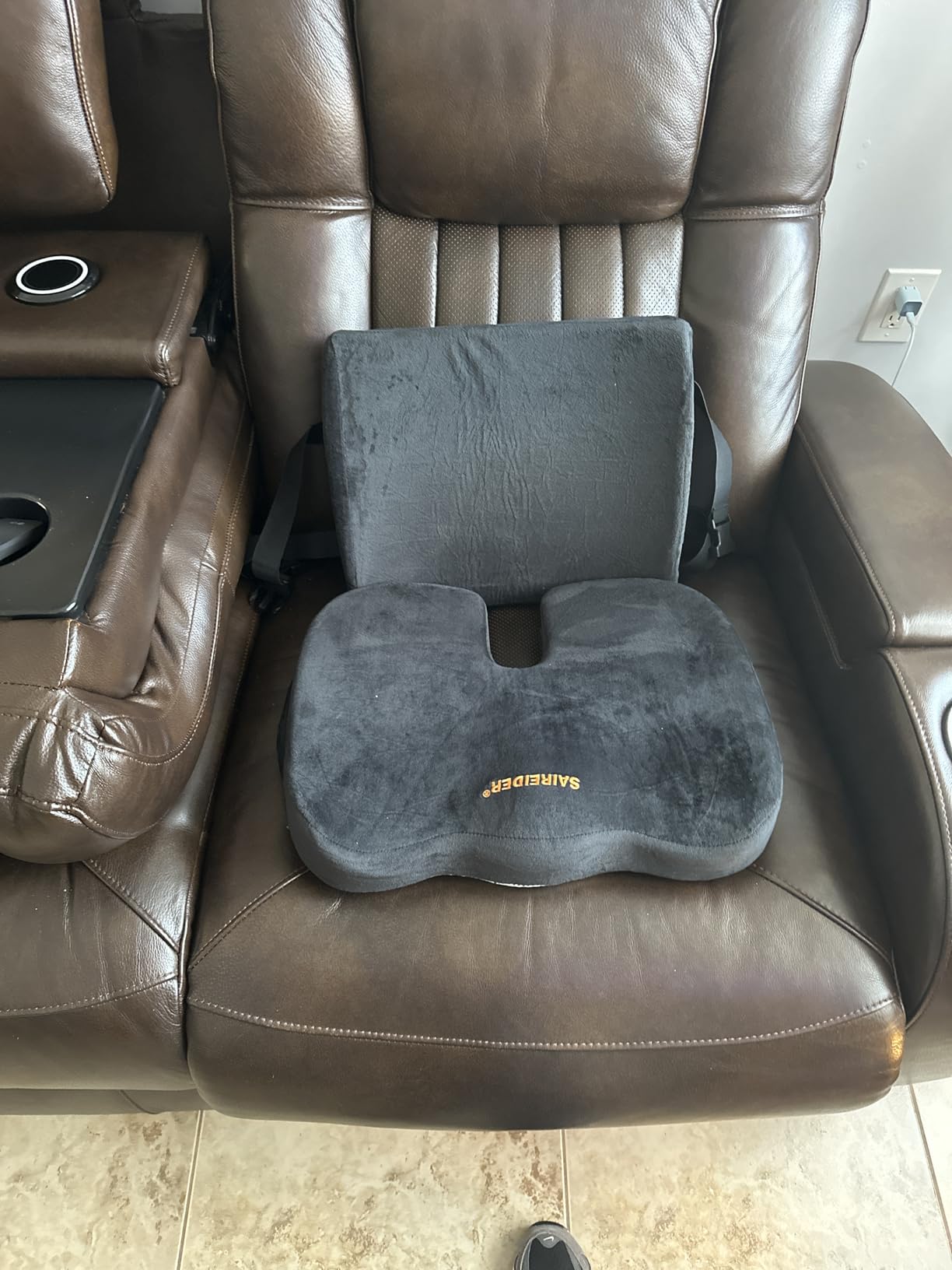 SAIREIDER Seat Cushion and Lumbar Support Pillow for Office Chair, Memory Foam Car Seat Cushions Back Support Pillows, Help Relieve Pain of Back, Lumbar, Tailbone and Sciatic Nerve (Black) customer photo 2