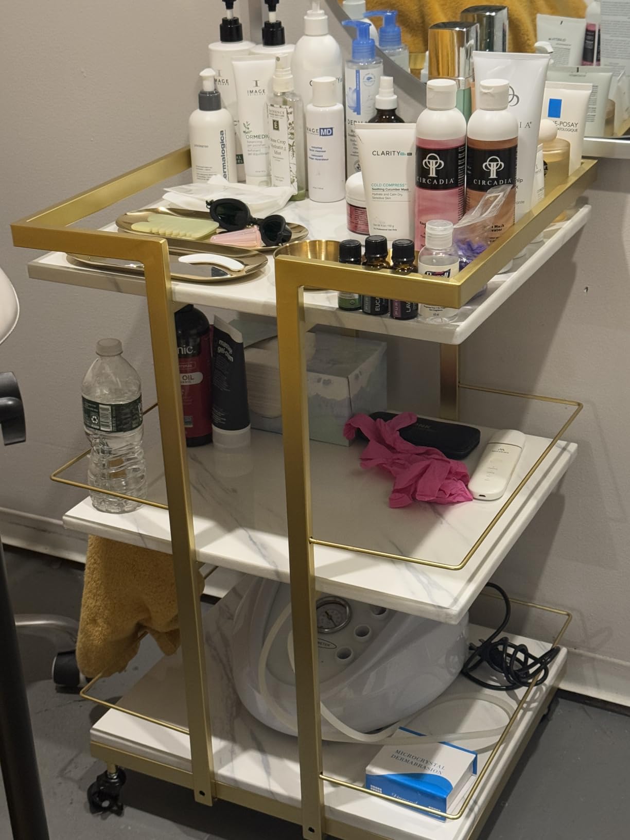 Esthetician Cart with Wheels Utility Salon Rolling Trolley, White Mobile Storage Organizer for Beauty Spa Cosmetology Massage, Tattoo Manicure Facial Tool Holder Station customer photo 2