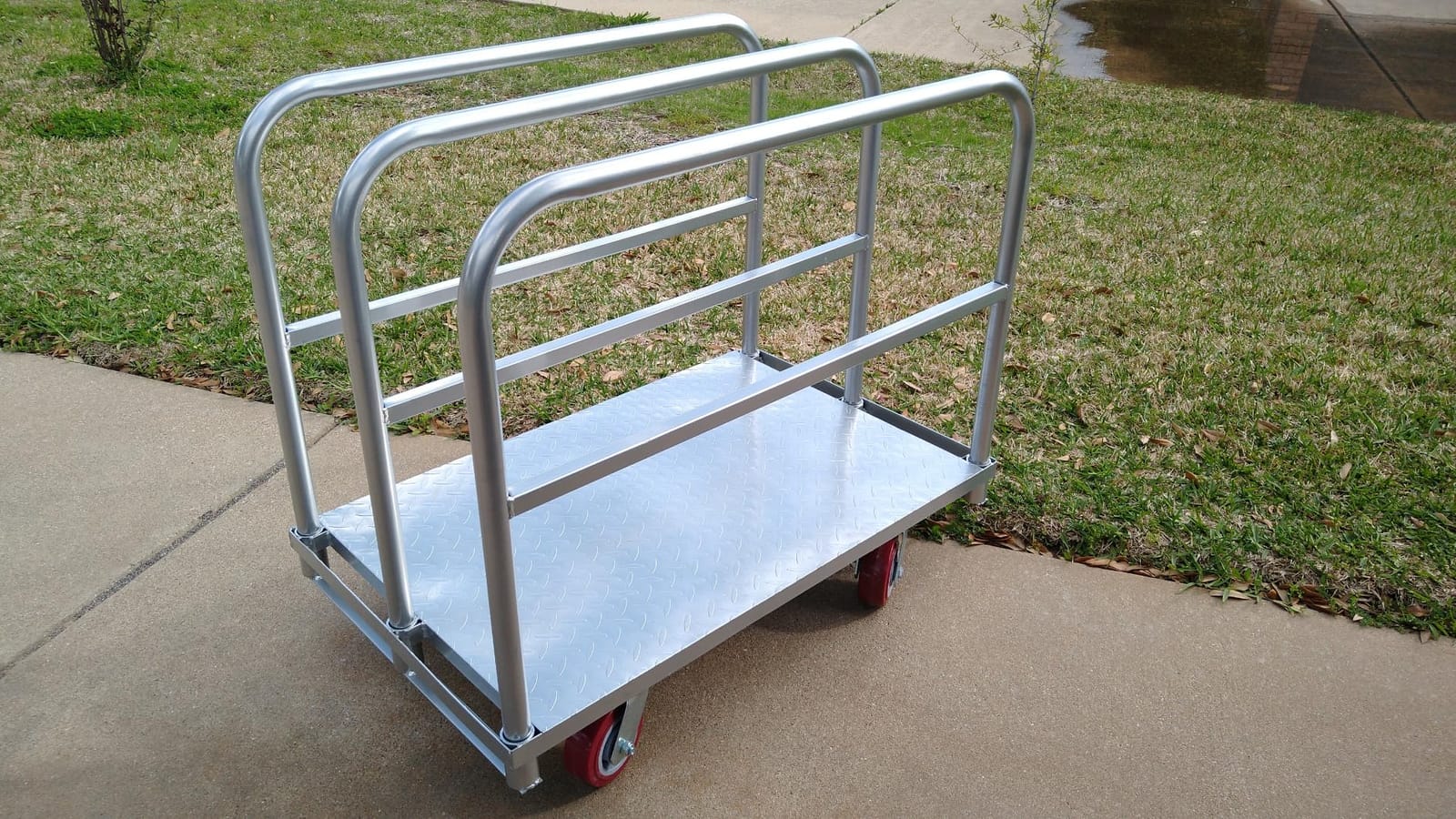 Steel Panel Truck Cart, Platform Truck, Heavy Duty Lumber Drywall Dolly, Flatbed with 2500 lbs Capacity and 4 Swivel Casters, 36x24inch Steel Board with 3 Side Handrails customer photo 1