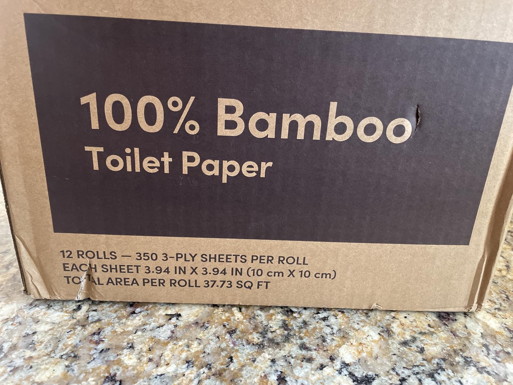 Amazon Aware 3-ply Bamboo Toilet Paper, Unscented, 12 Rolls, 350 Sheets per roll, Total 4200 Sheets, Plastic-Free customer photo 2