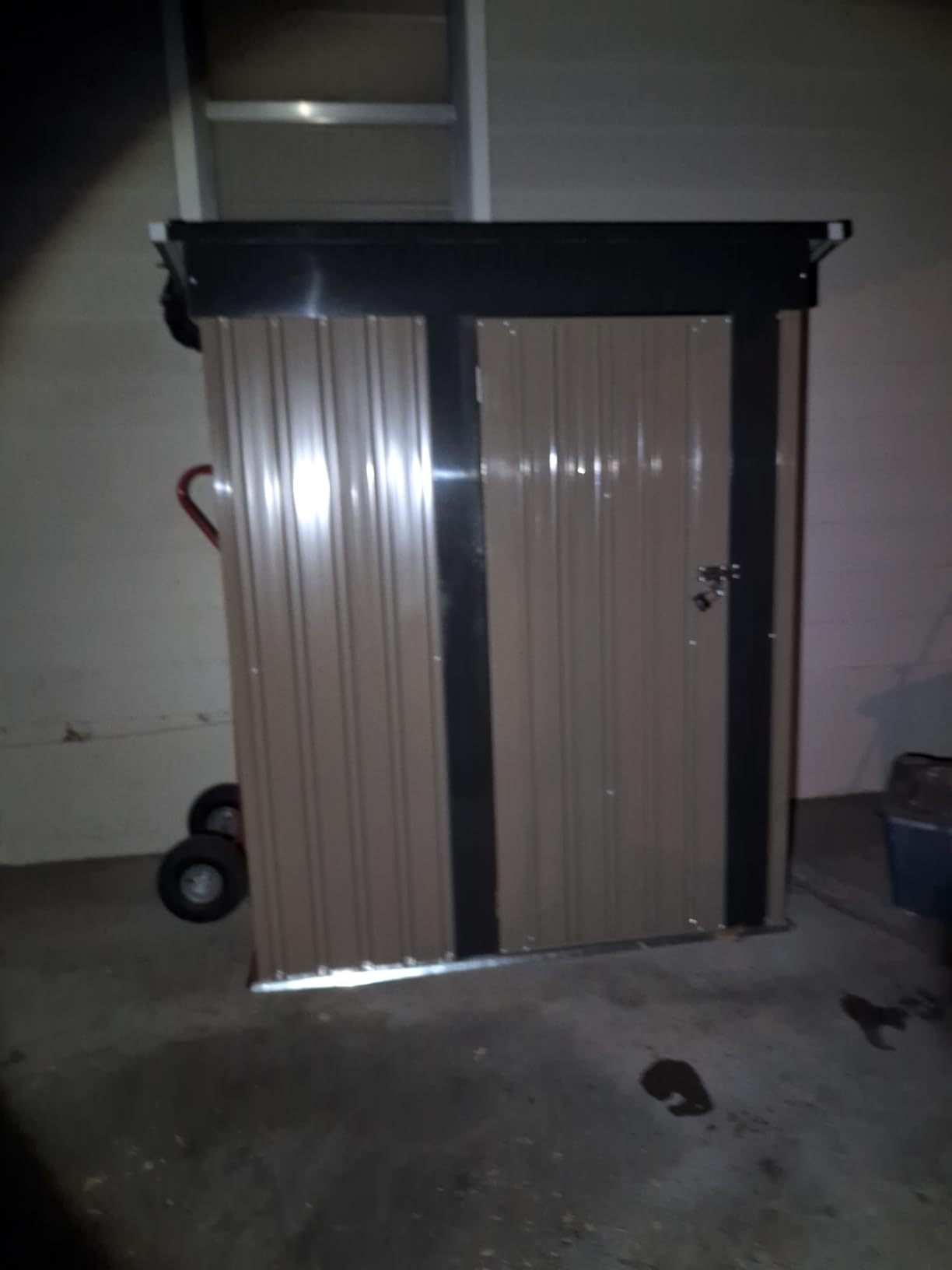 Patiowell 5x3 FT Outdoor Storage Shed, Brown | Tool Shed, Sloping Roof, Lockable Door, Metal Shed for Backyard Garden Patio Lawn customer photo 1
