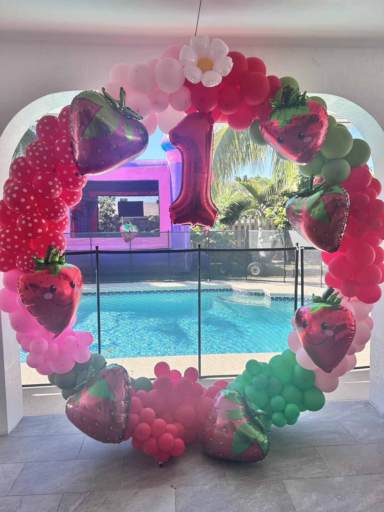 Queension Large Wedding Arch for Ceremony 7 Ft, Circle Arch for Party, Gold | Balloon Arches Backdrop Stand with Metal Base, Outdoor Garden Trellis with Water Bag for Climbing Plant, Round Frame customer photo 1