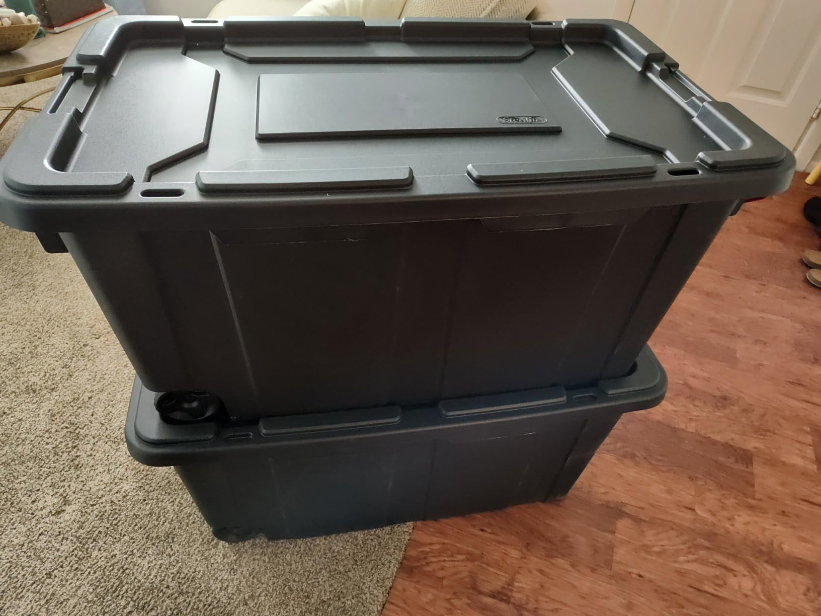 Sterilite Heavy Duty 40 Gallon Wheeled Industrial Storage Tote, 4-Pack, Black customer photo 1