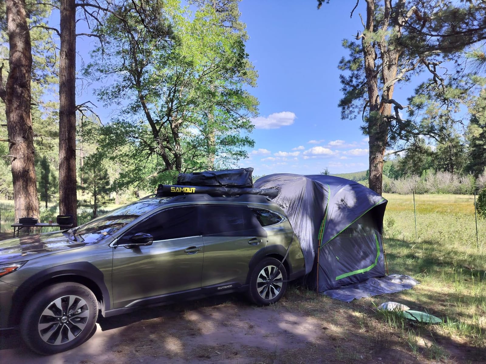 JOYTUTUS SUV Tent for Camping with Rainfly, Double Door Design Car Tent with Aluminum Poles, SUV Tailgate Tent with Waterproof PU2000mm Double Layer for 4-8 Person, Orange customer photo 1