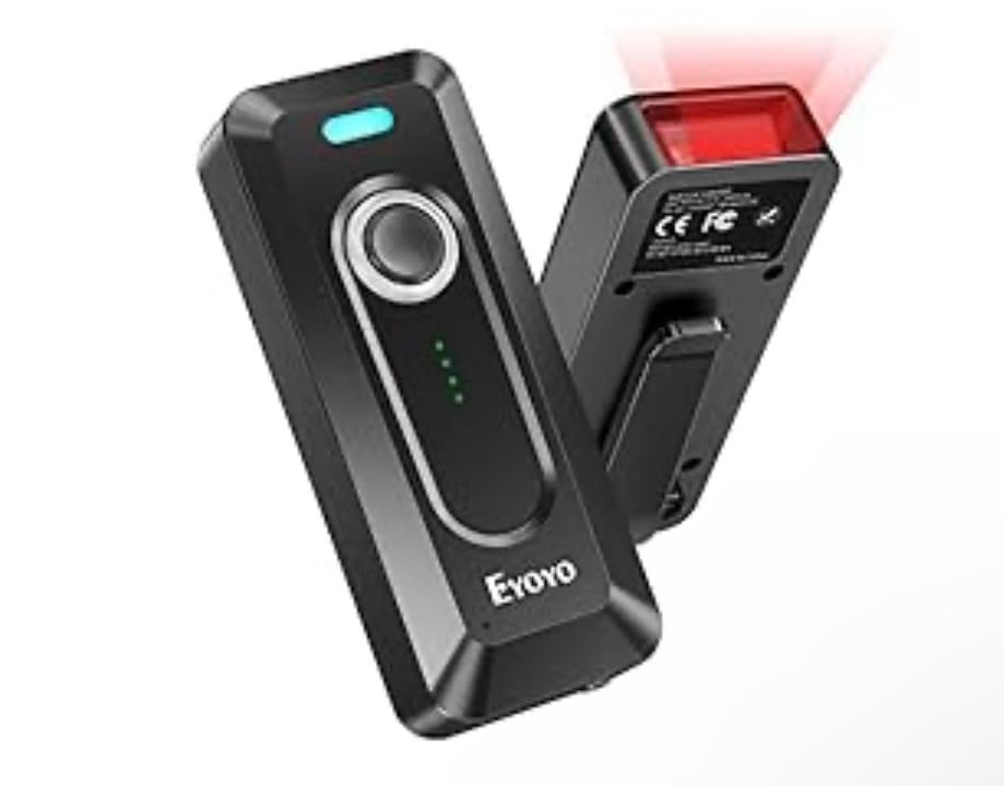 Eyoyo Portable Mini 2D QR Bluetooth Barcode Scanner Wireless with Clip | 2000mAh Battery with Level Indicator, Bar Code Reader For Library Book Inventory Compatible with iPhone, iPad, Android Phone customer photo 1