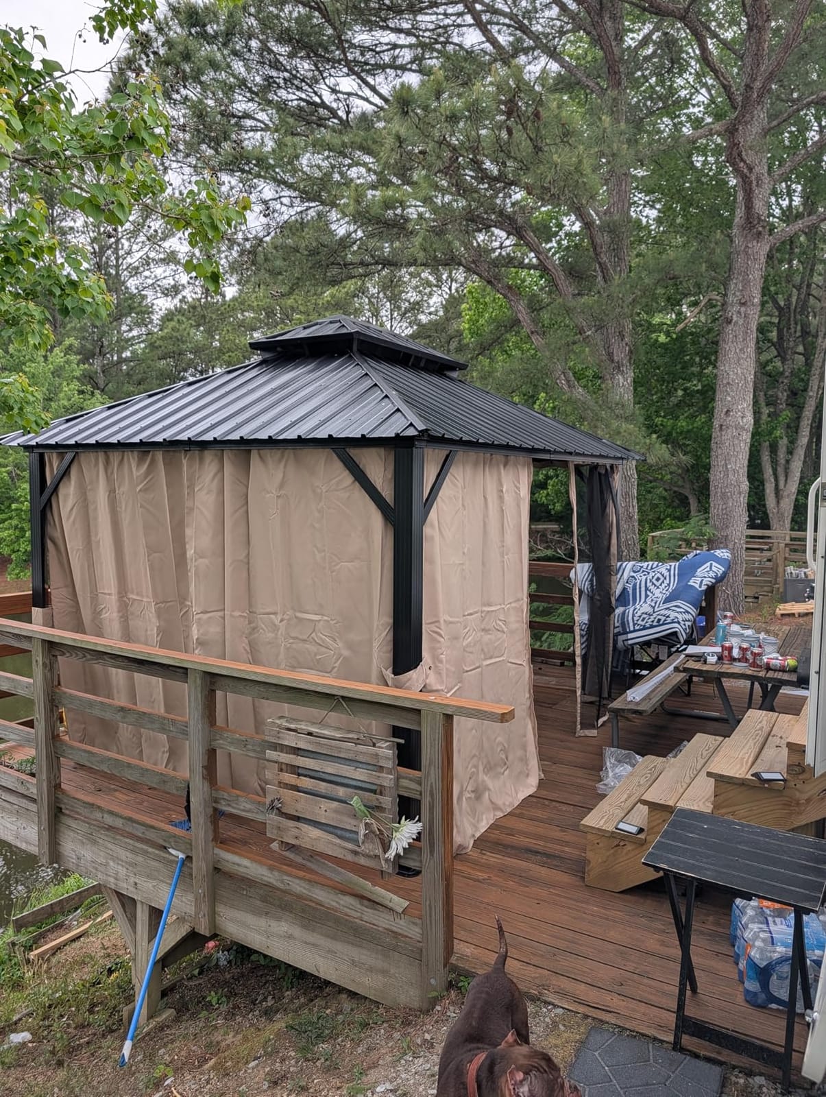 YITAHOME 12x20ft Hardtop Gazebo with Nettings and Curtains | Heavy Duty Double Roof Galvanized Steel Outdoor Combined of Vertical Stripes Roof for Patio, Backyard, Deck, Lawns, Gray customer photo 1