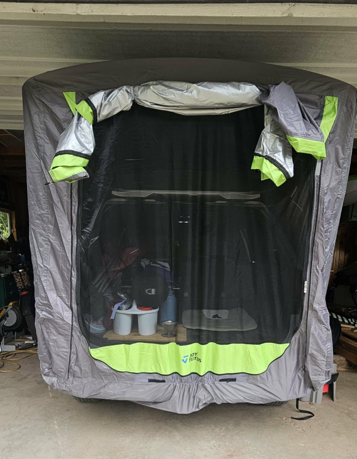 JOYTUTUS SUV Tailgate Tent with Awning Shade, Car Roof Canopy and Poles, Water Resistant Camping Tent, Outdoor Travel Preferred, Universal Fit Most SUV- Green customer photo 1