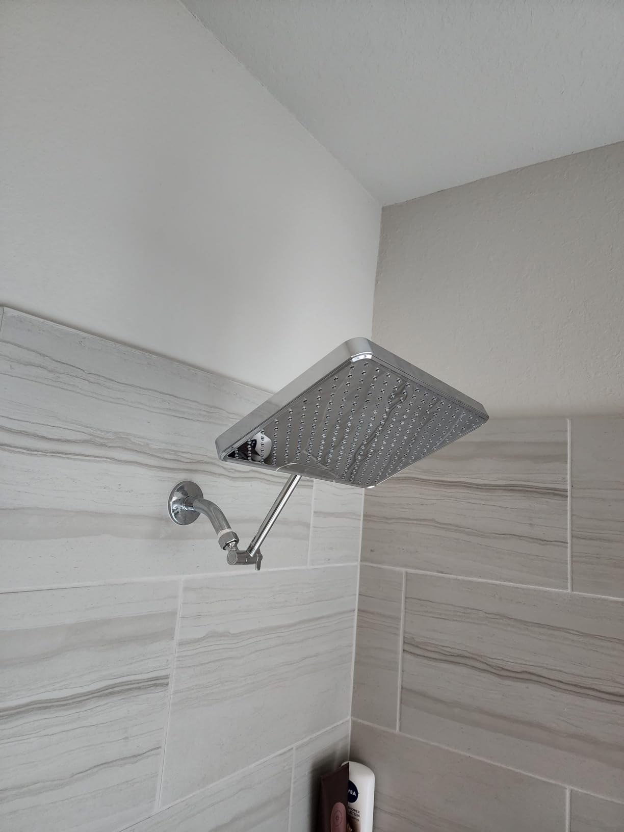 SparkPod 12 Inch Rectangle Rain Shower Head - Ceiling or Wall Mount Rainfall Shower Head - Large Coverage Showerhead - Brass Ball Joint with 360 Adjustment - 1-Min Install (Elegant Brushed Nickel) customer photo 2