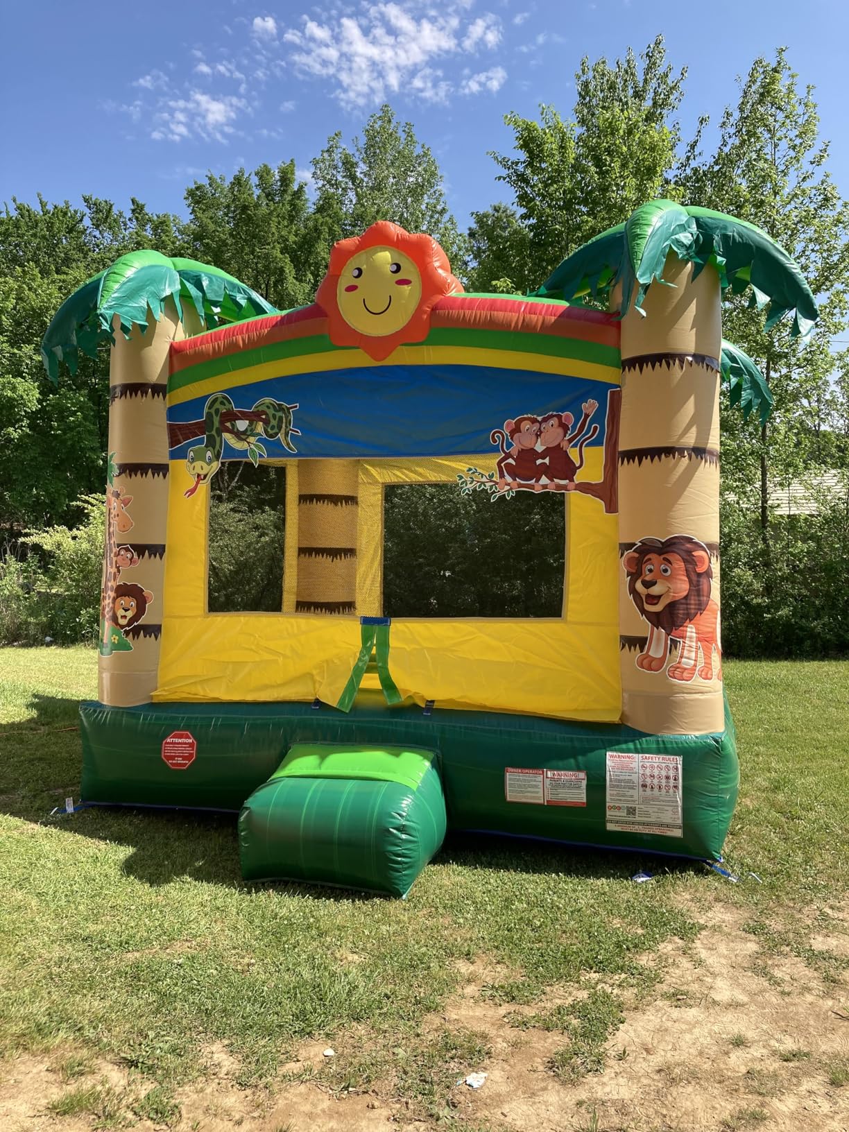 Pogo Bounce House Commercial Inflatable Jump Castle & Blower Building Block | Heavy-Duty 15oz PVC Vinyl in Stress Areas, Jump Castle w/ Stakes & Storage Bag, 13' L x 12' W x 14.5' H, 700lb Capacity customer photo 2
